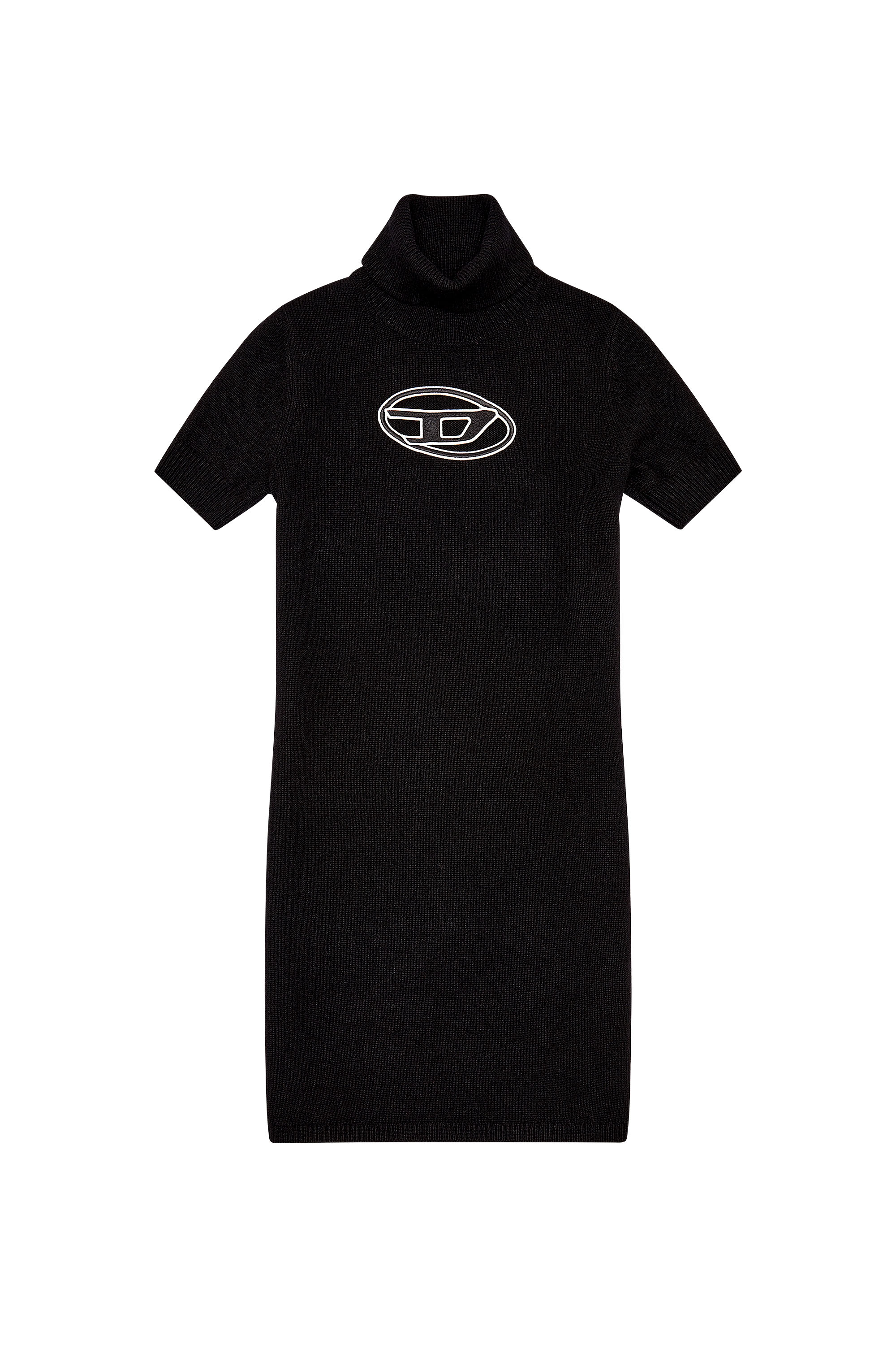 Diesel - M-ARGARET-DRS, Woman Roll-neck dress with oval D plaque in Black - Image 2