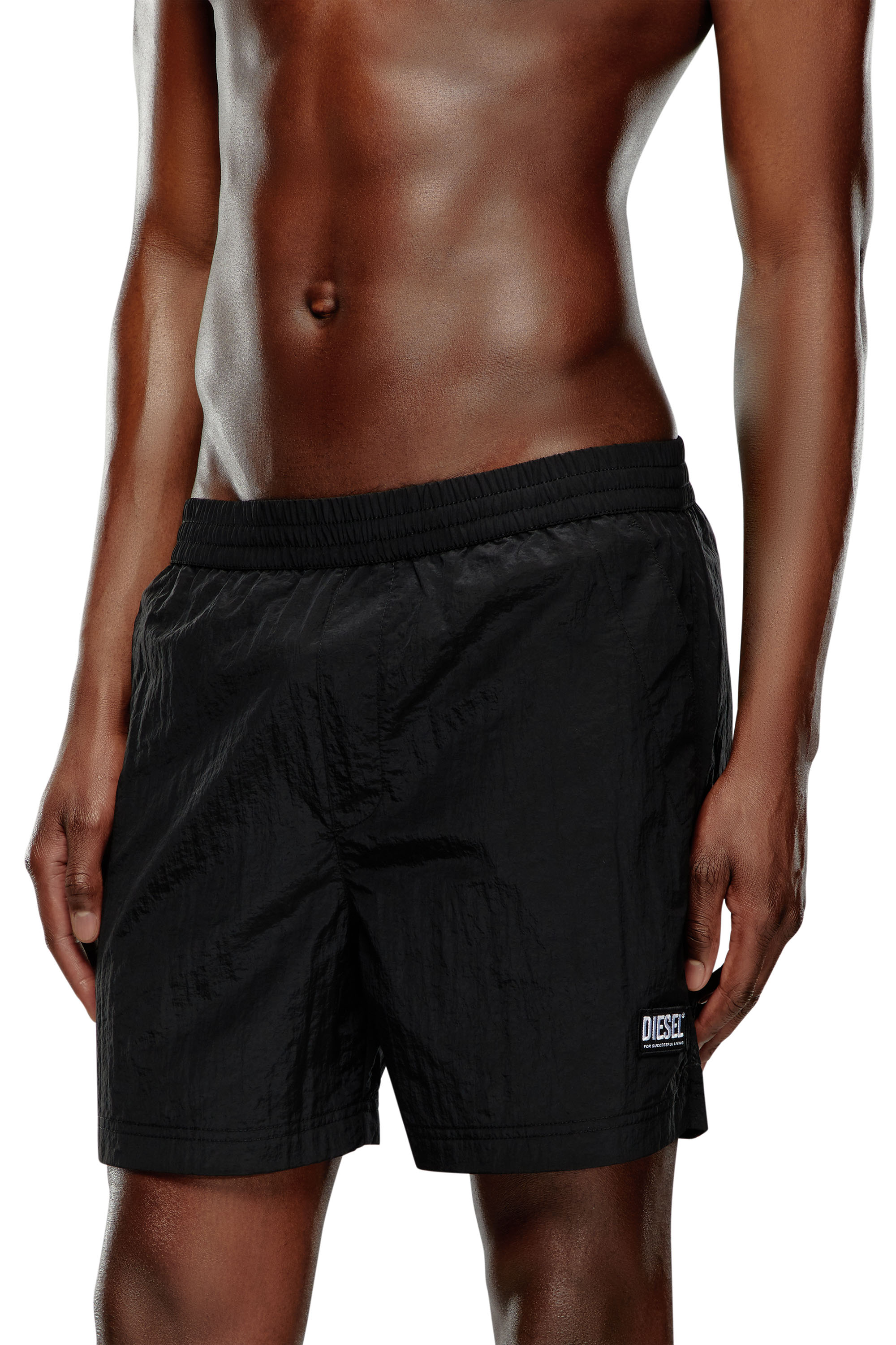 Diesel - BMBX-RIO-41CM-PARACHUTE, Man Board shorts in crinkled fabric in Black - Image 3