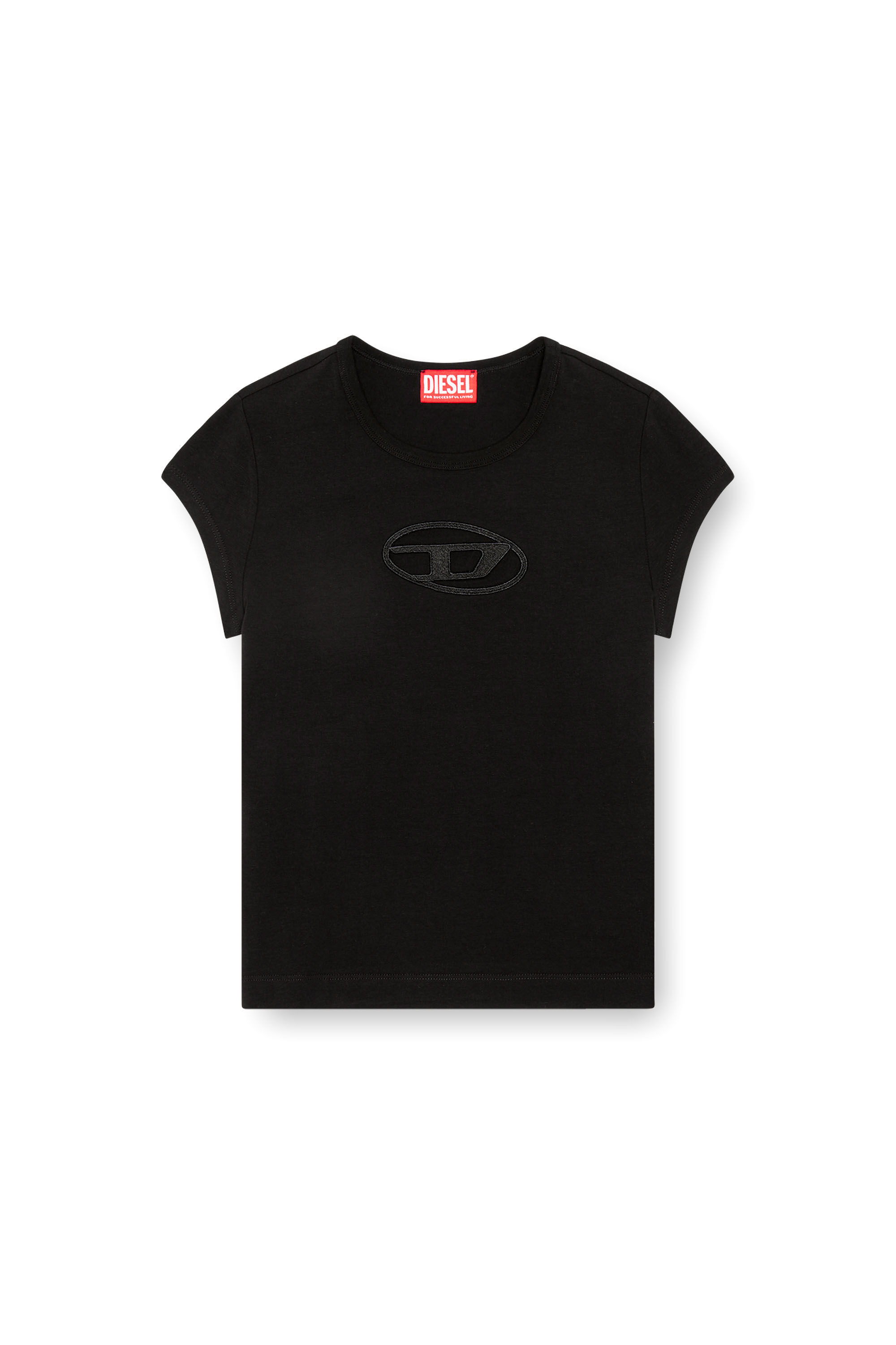 Diesel - T-ANGIE, Woman T-shirt with peekaboo logo in Black - Image 2