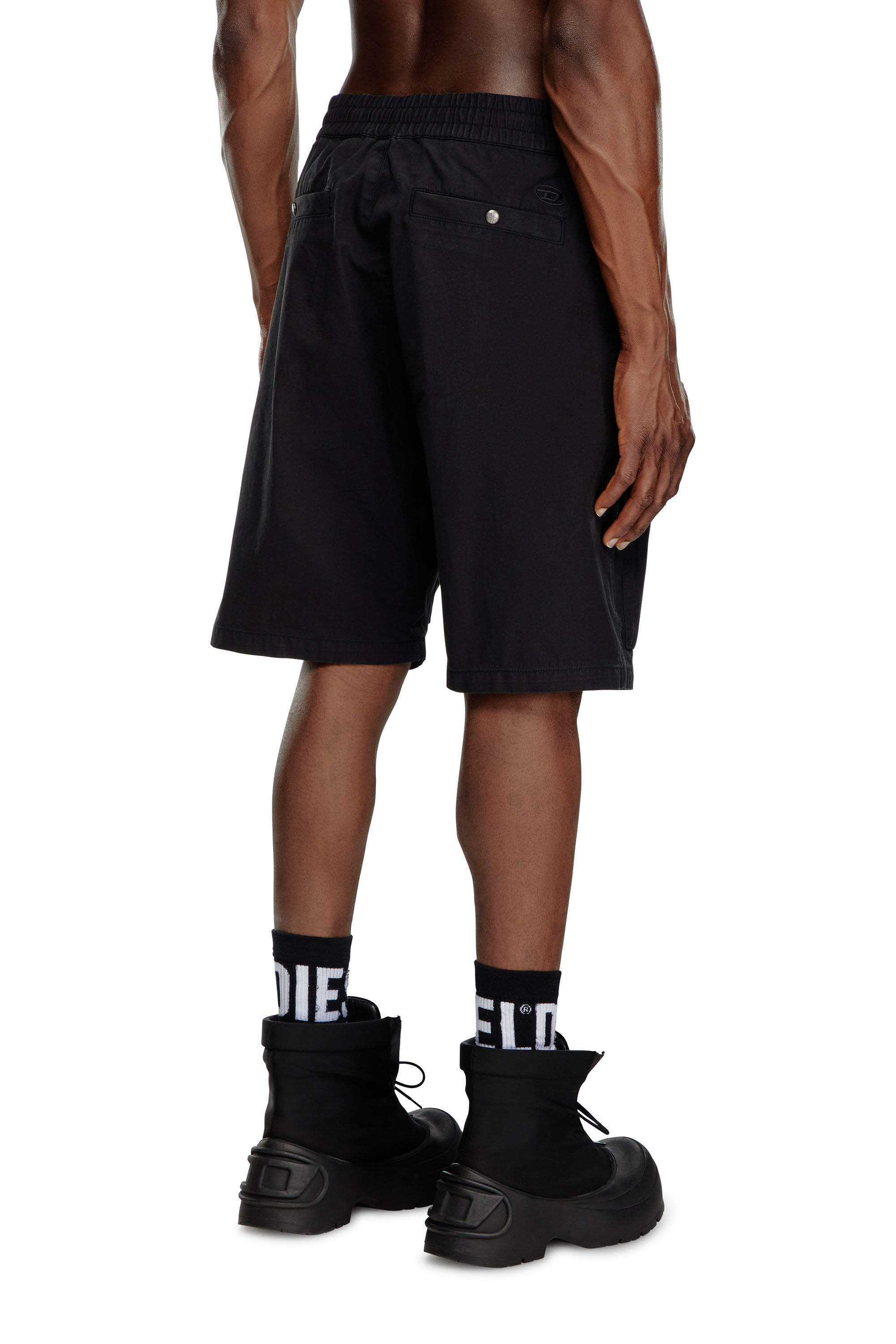Diesel - P-BEECK-SHORT, Man Cargo shorts in faded organic cotton in Black - Image 4