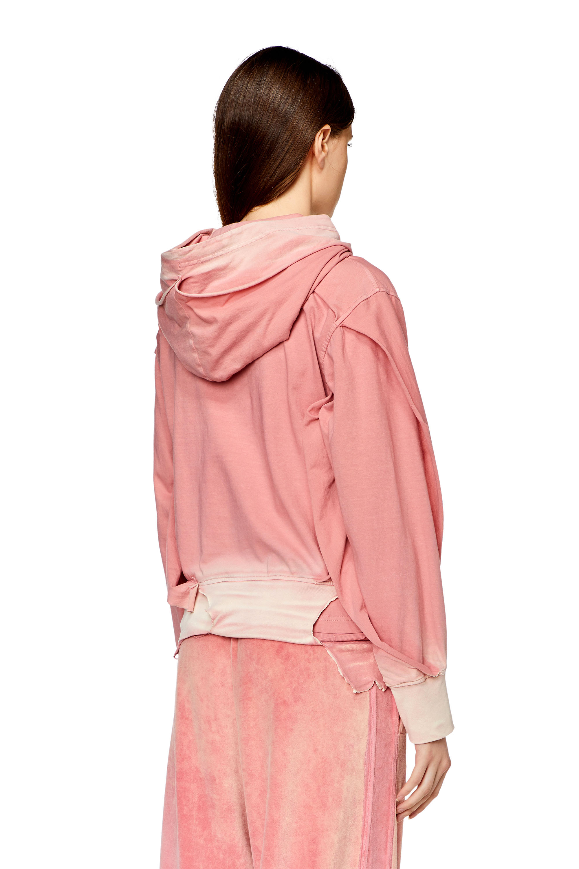 Diesel - F-MAITE, Woman Hoodie with destroyed peel-off effect in Pink - Image 4