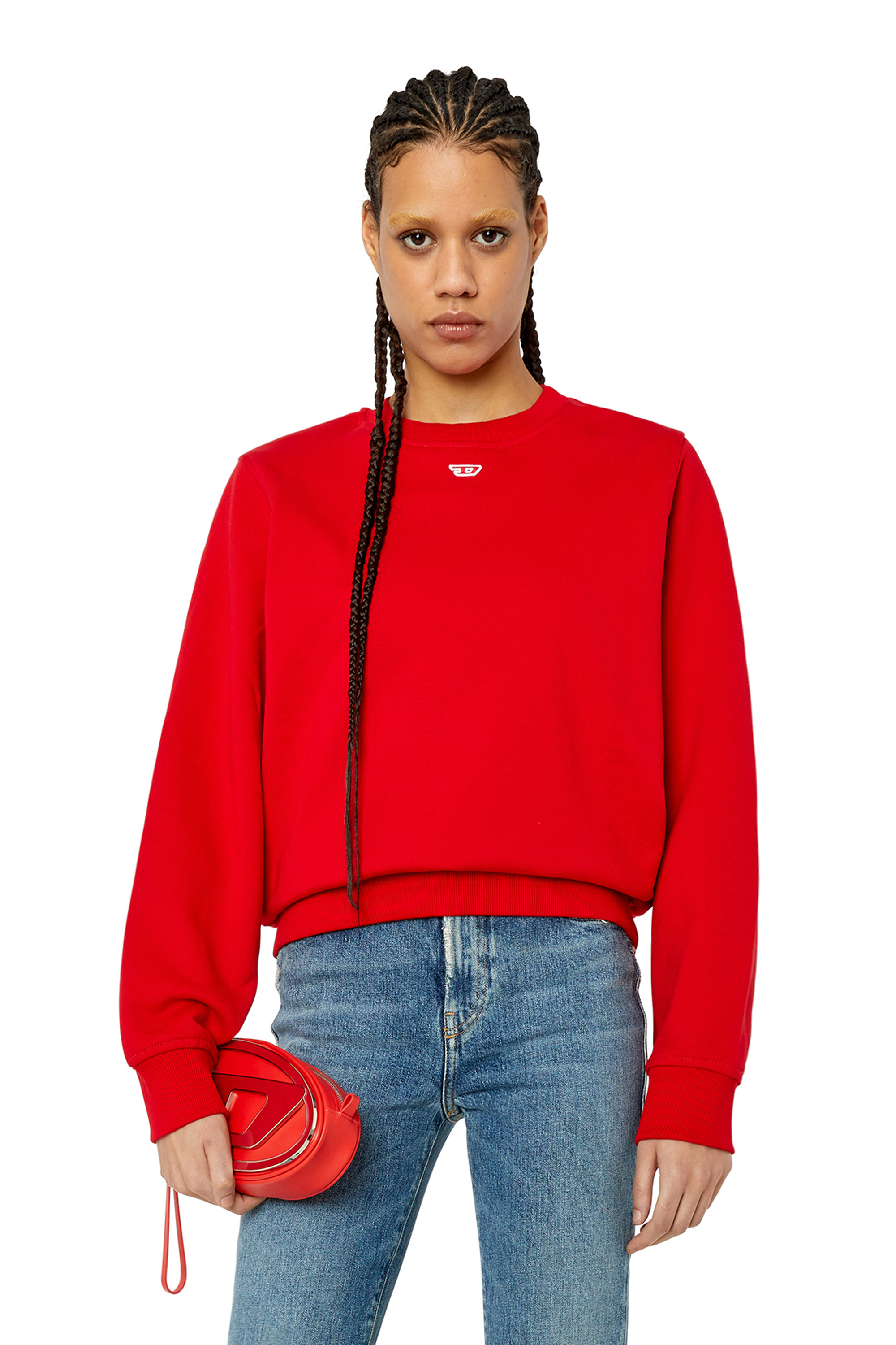 Diesel - S-GINN-D, Unisex Sweatshirt with mini D patch in Red - Image 1