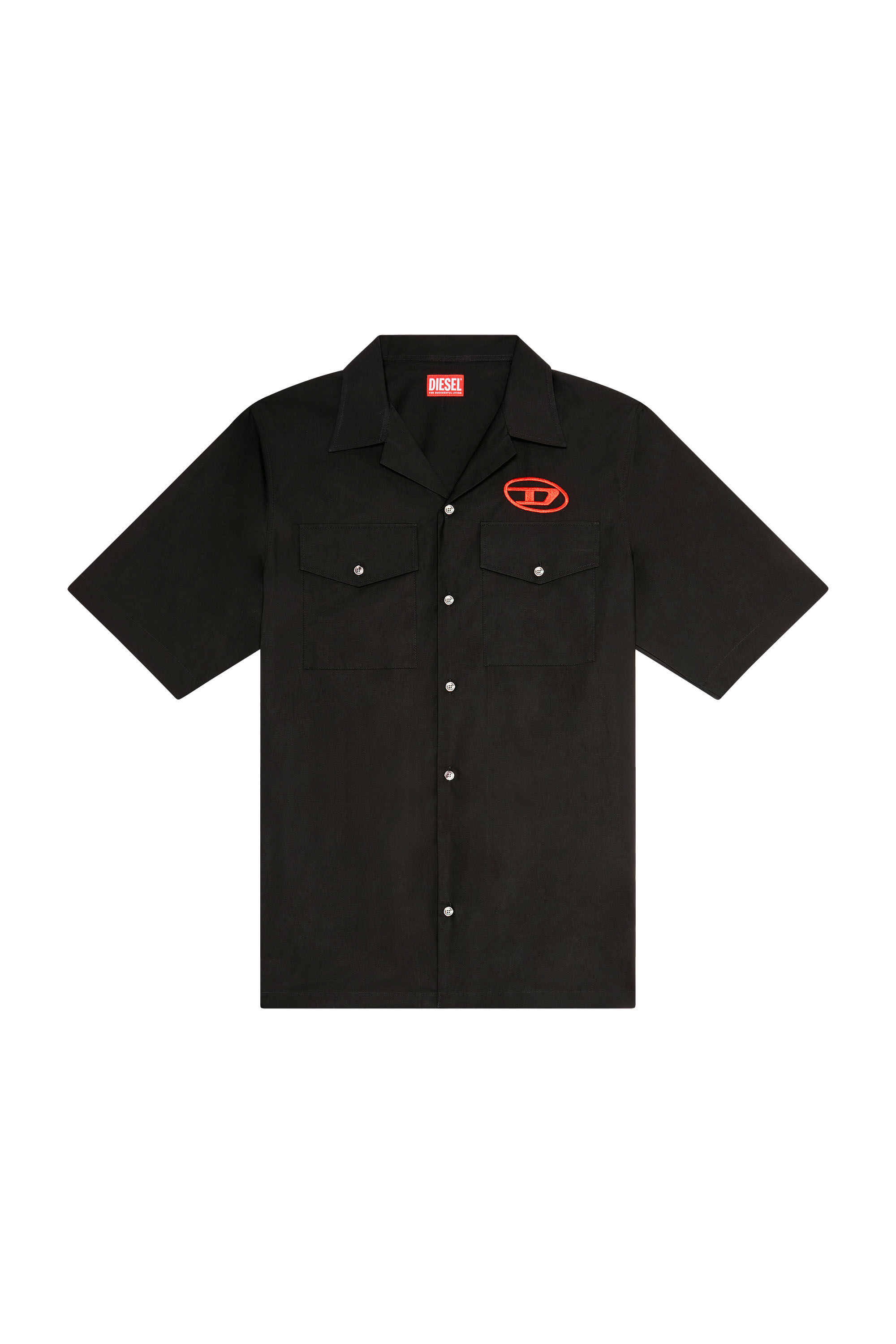 Diesel - S-MAC-22-B, Man Bowling shirt with embroidered logo in Black - Image 2