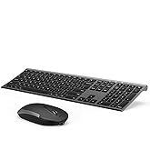 Wireless Keyboard and Mouse, Vssoplor 2.4GHz Rechargeable Compact Quiet Full-Size Keyboard and Mouse Combo with Nano USB Rece