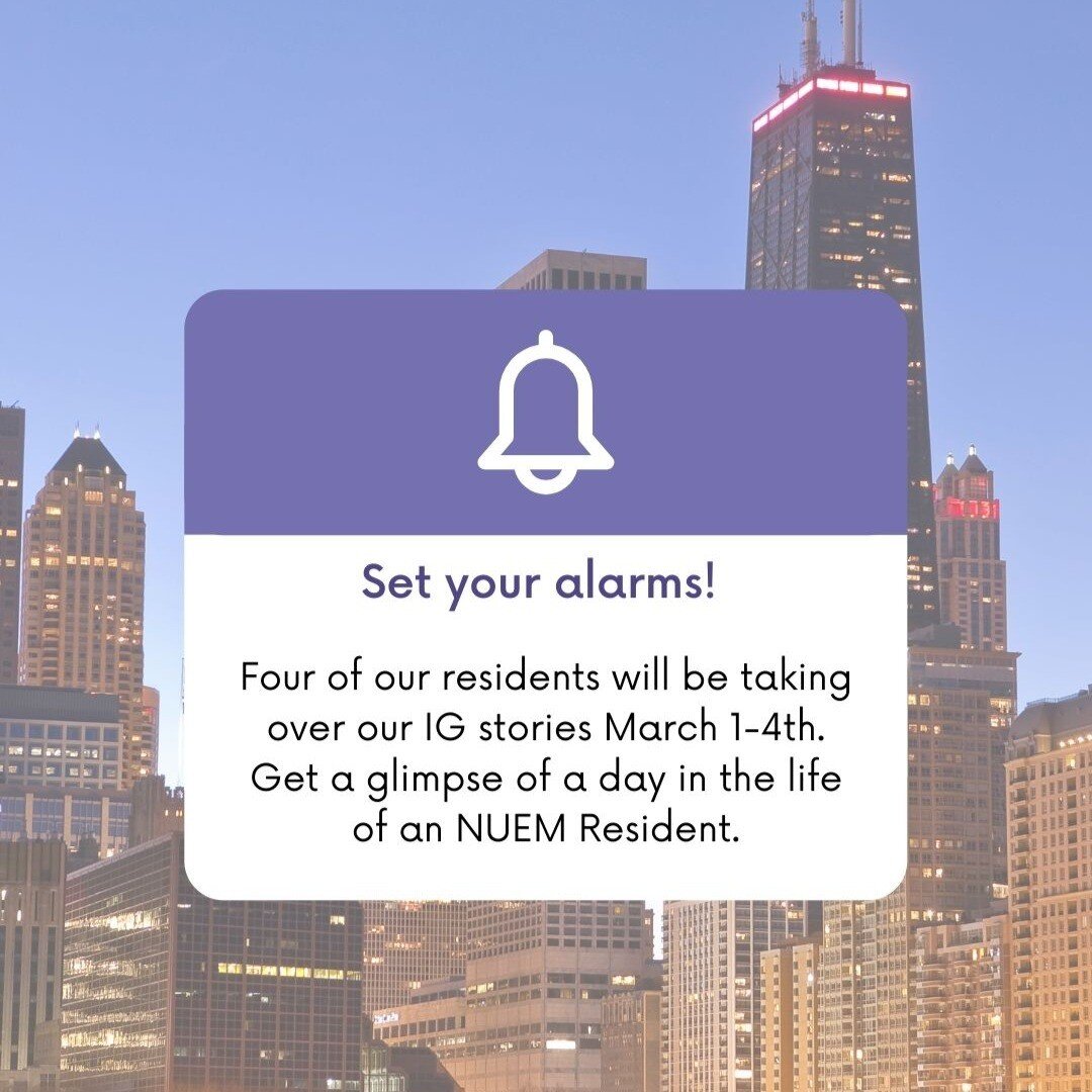 Live from #SweetHomeChicago! Follow our IG stories from March 1-4th and learn more about our program, our residents and the city. 

#WhyNUEM #NUEM