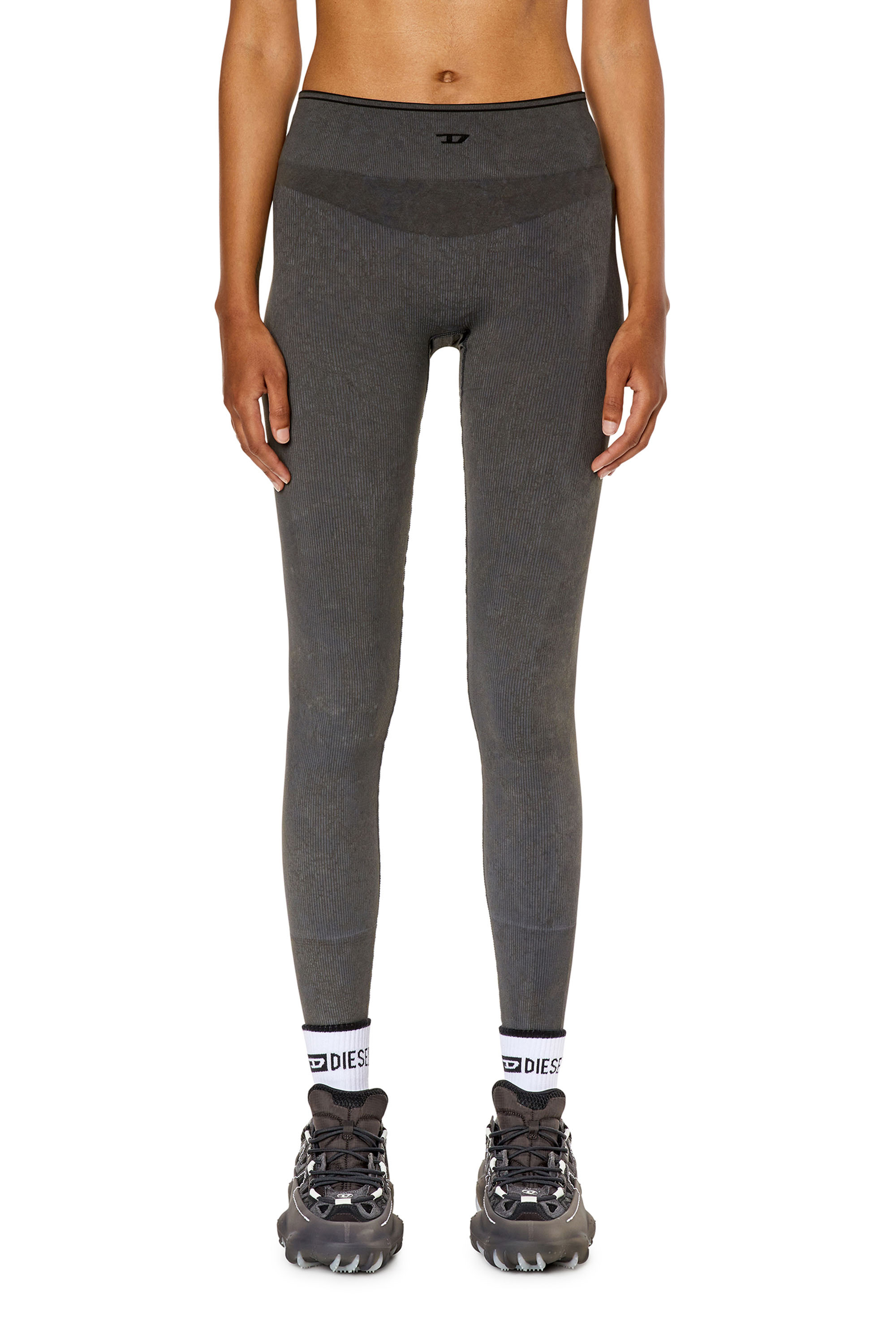 Diesel - AWSB-EFFIE-WT08, Woman Ribbed light-support leggings in Grey - Image 1