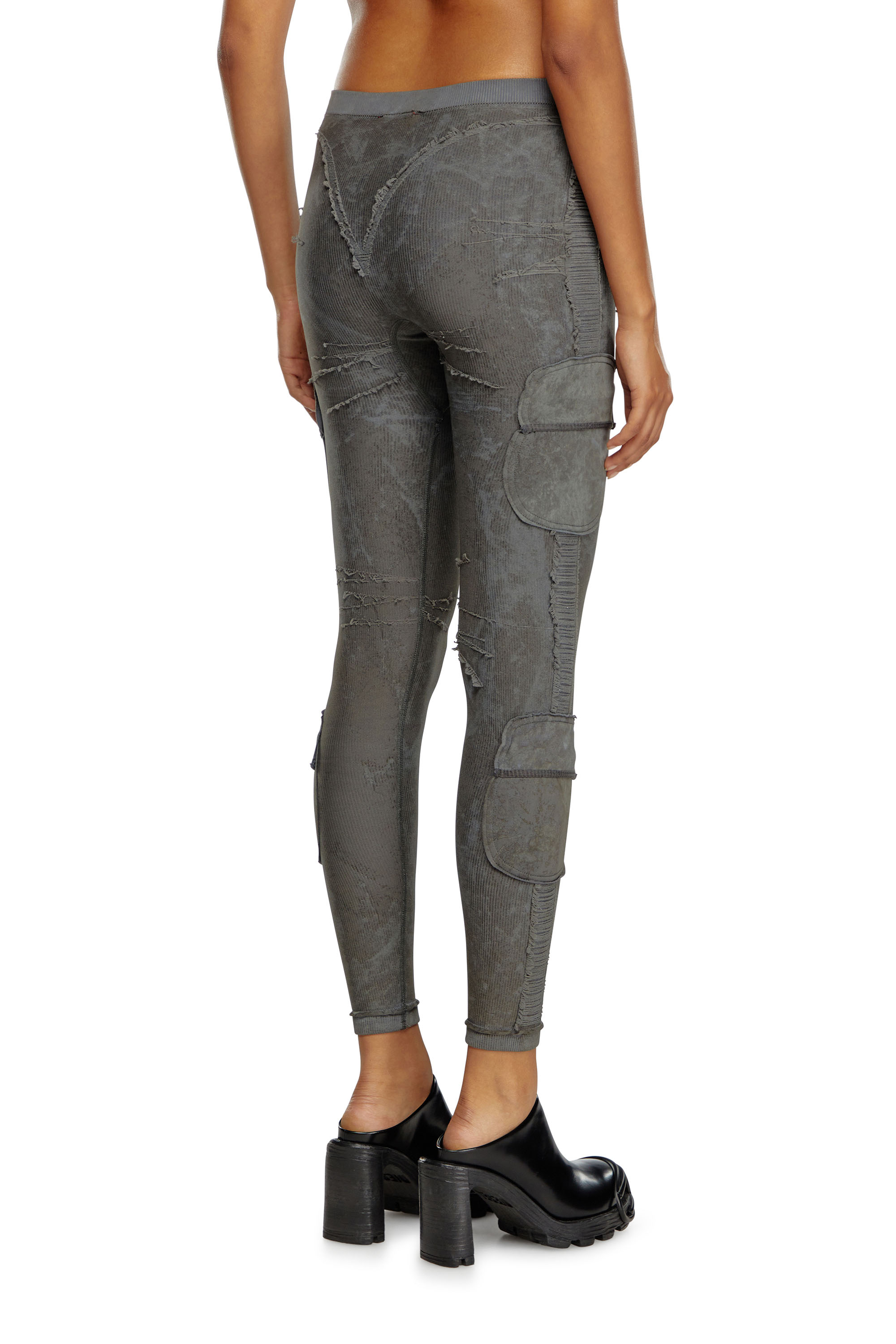 Diesel - AWSB-SEEMA-WT02, Woman Ribbed leggings with laddering in Grey - Image 4