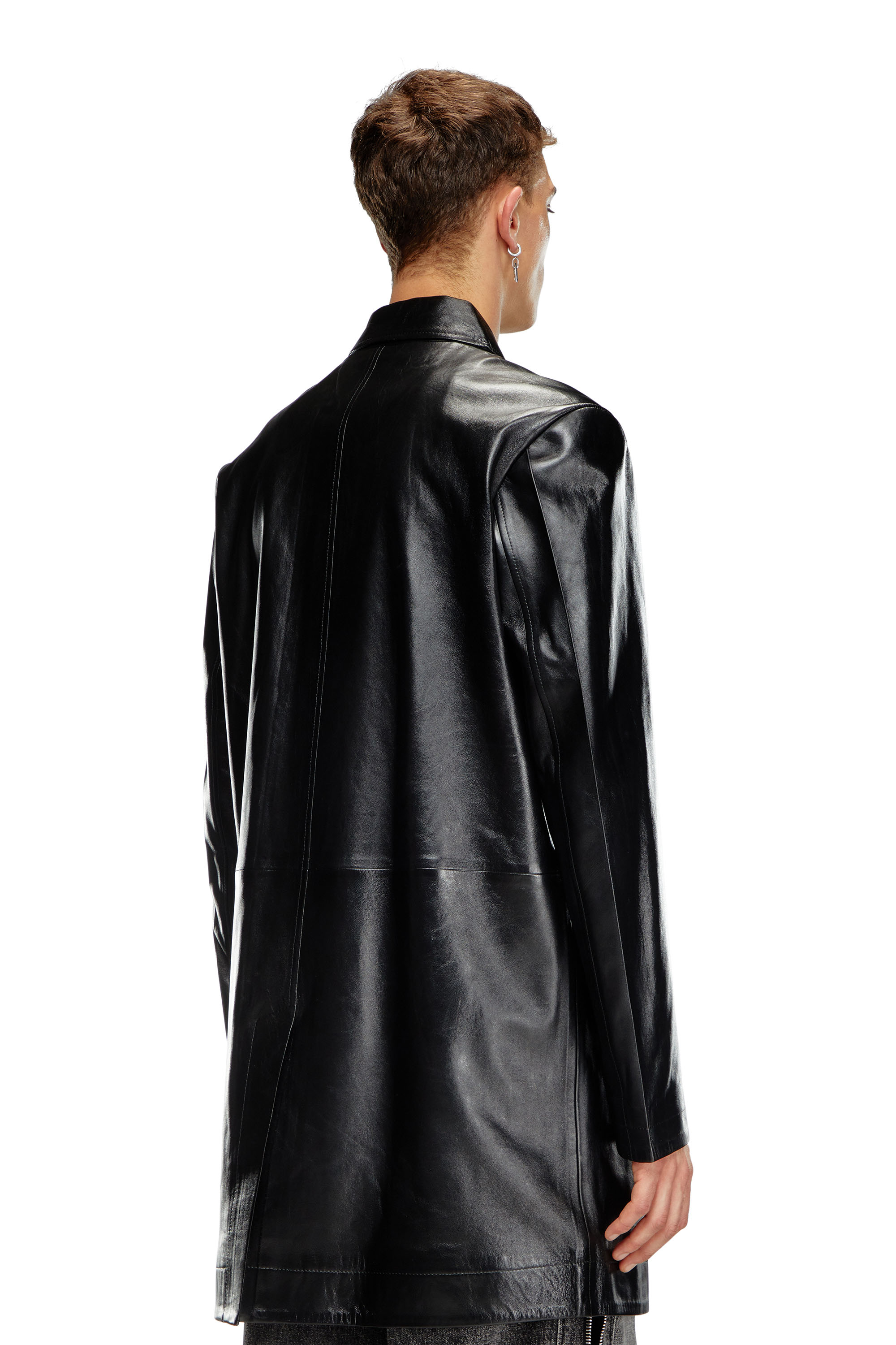 Diesel - L-CORDIER, Man's Coated leather coat in Black - 4