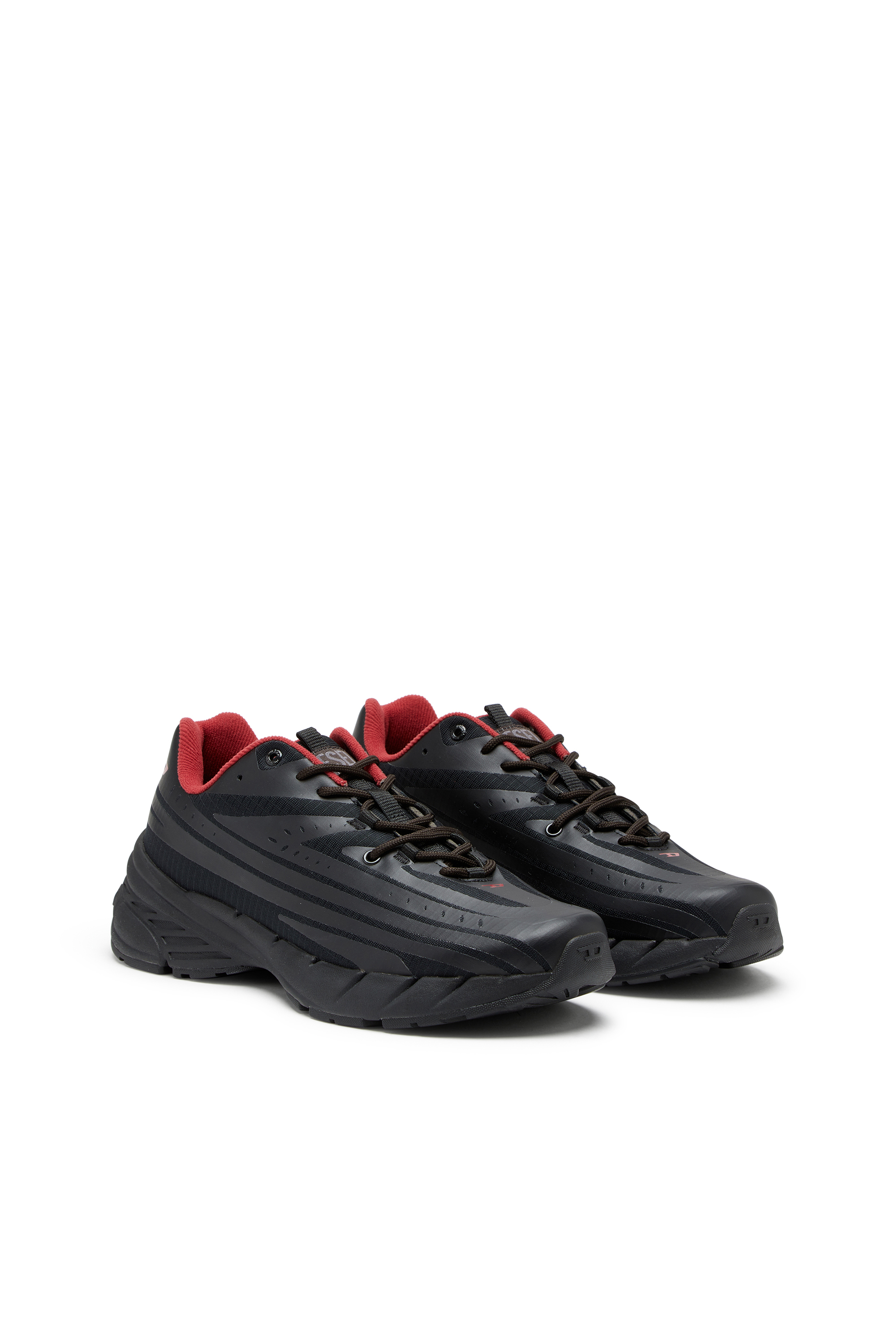 Diesel - D-AIRSPEED LOW, Man's D-Airspeed Low-Striped sneakers in coated ripstop in Black - 2