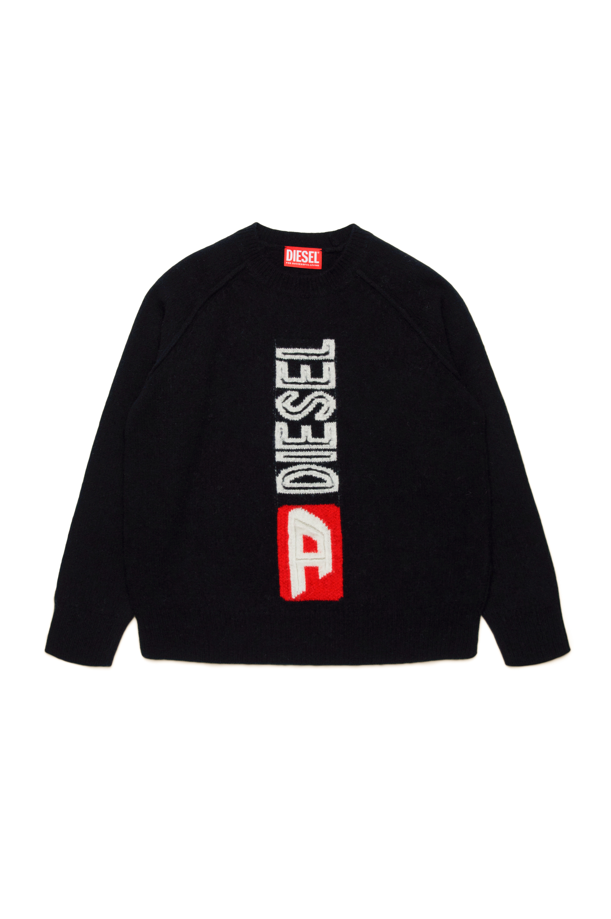 Diesel - KSARIA OVER, Unisex's Wool jumper with logo intarsia in Black - 1