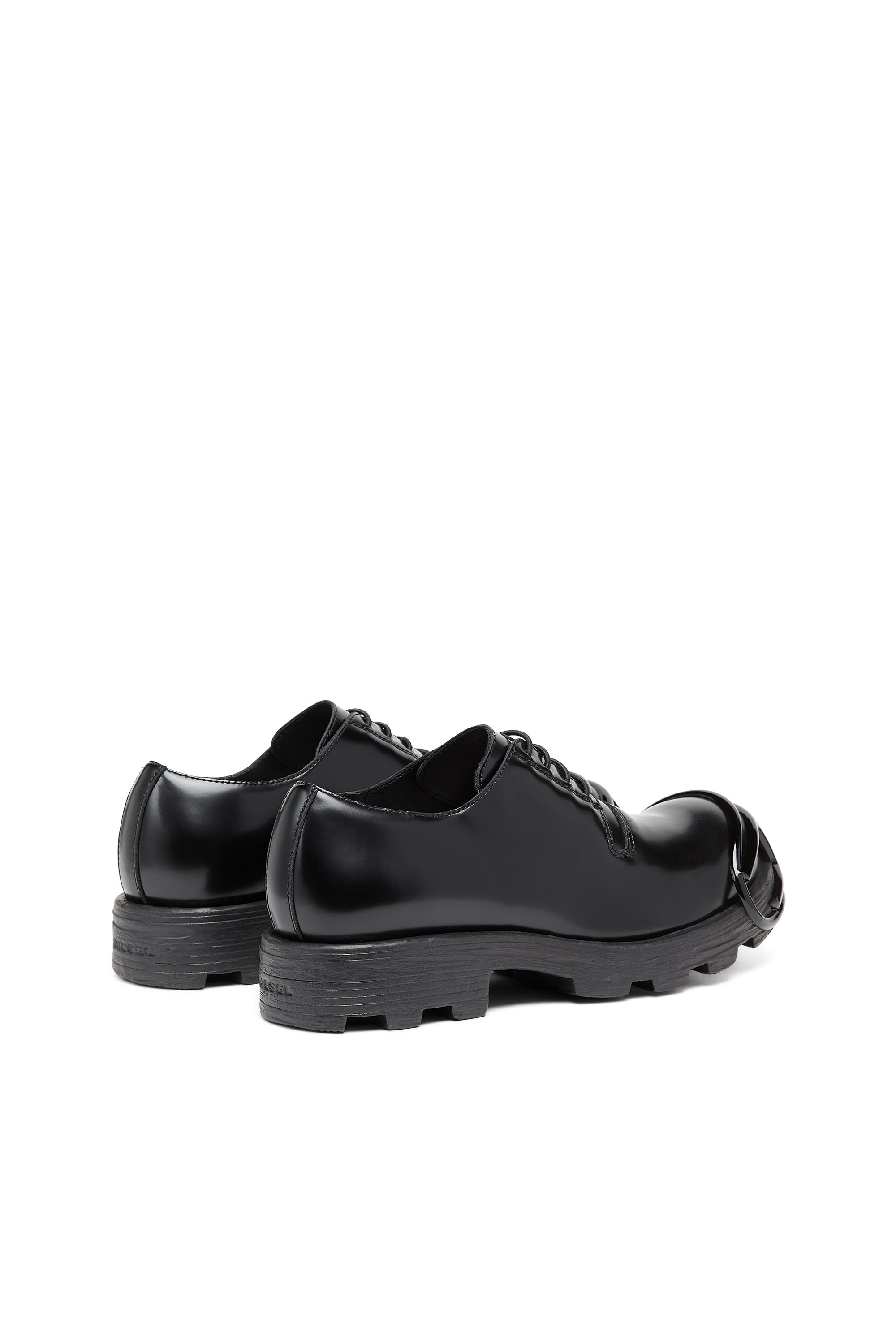 Diesel - D-HAMMER SO D, Man's D-Hammer-Leather lace-up shoes with oval D toe cap in Black - 3