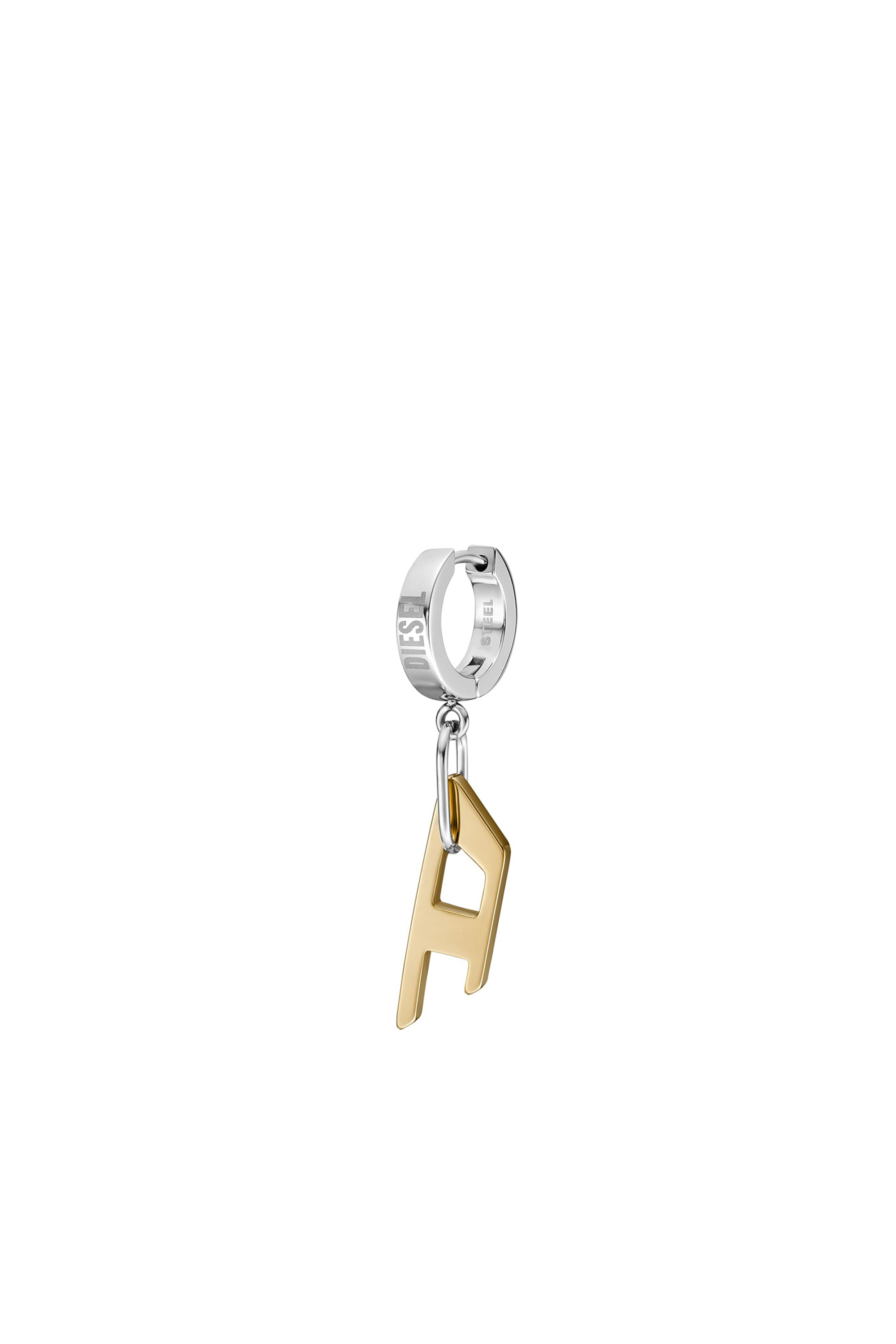 Diesel - DX1419, Unisex Two-Tone Stainless Steel single hoop earring in Oro - Image 1