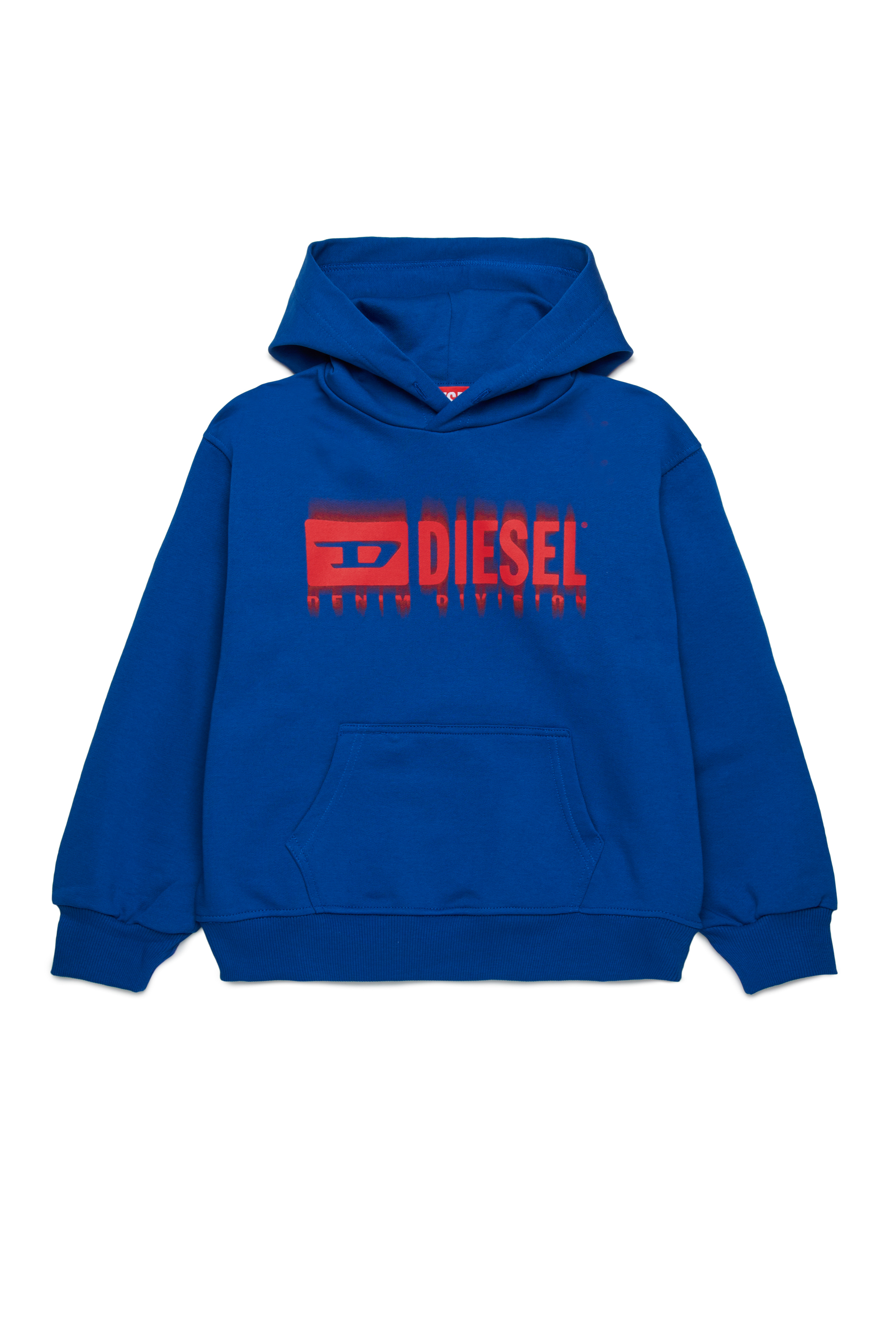 Diesel - SGINNHOODL5 OVER, Felpa con cappuccio e logo sbavato Uomo in Blu - 1