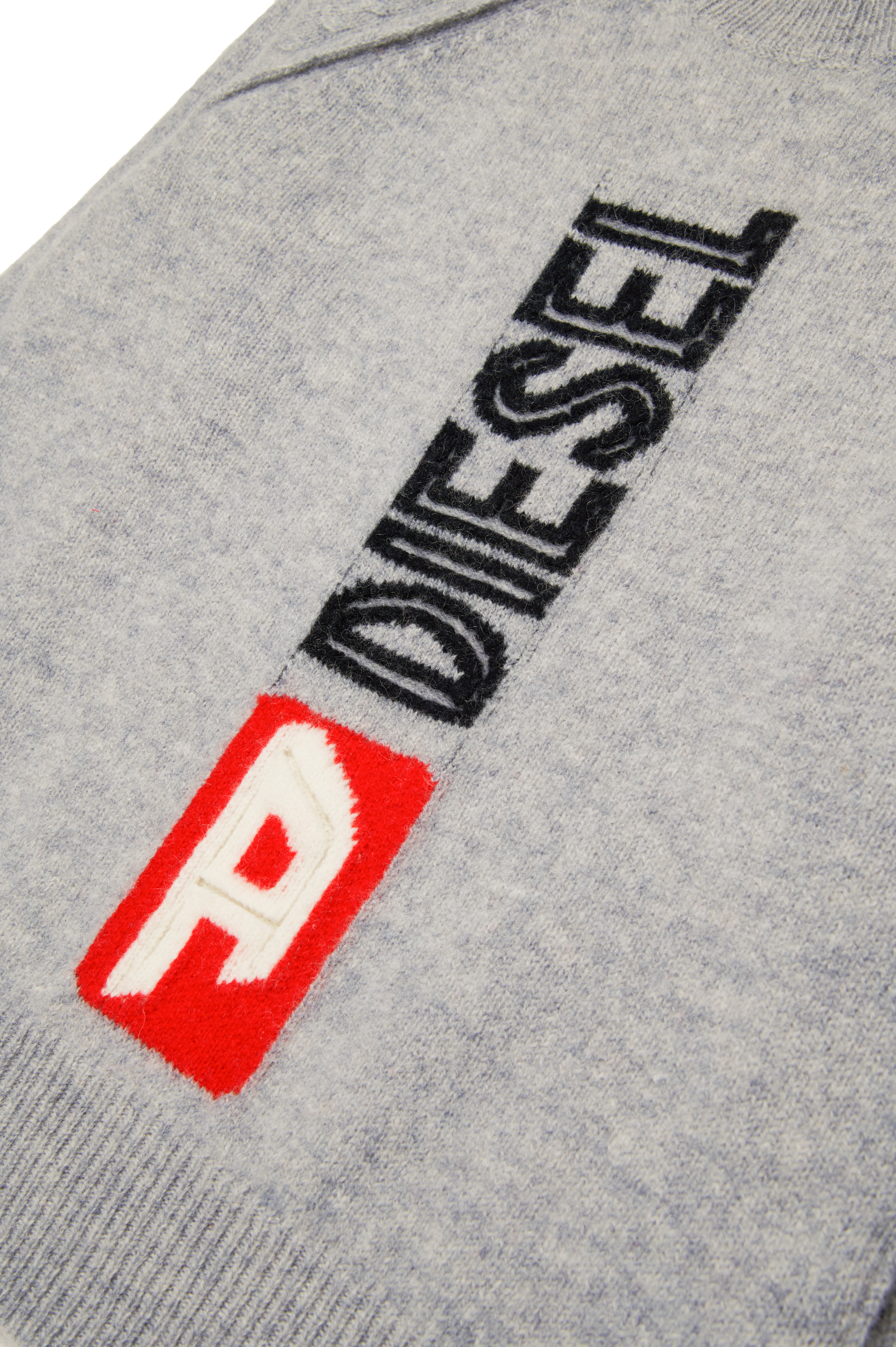 Diesel - KSARIA OVER, Unisex's Wool jumper with logo intarsia in Grey - 4