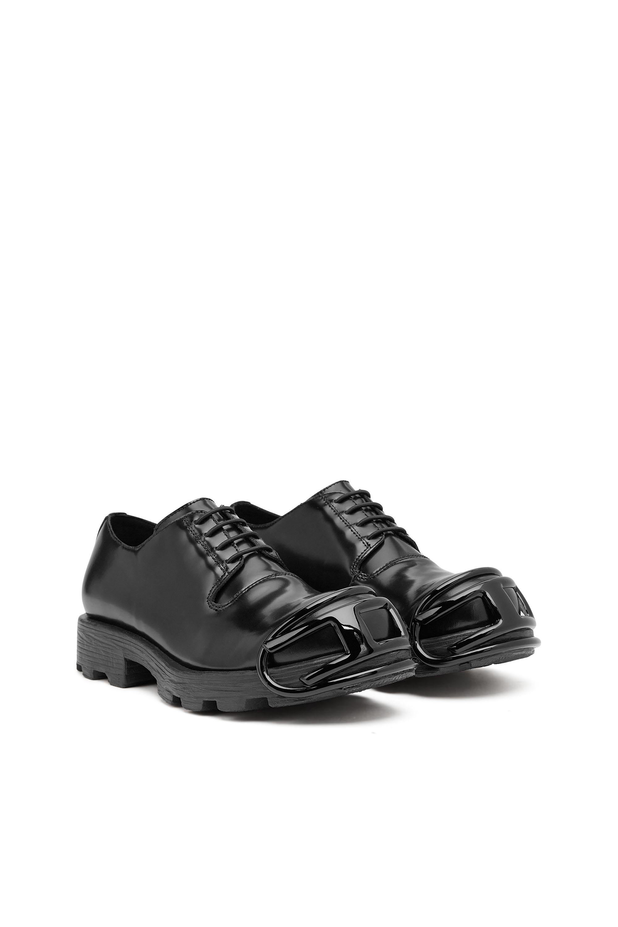 Diesel - D-HAMMER SO D, Man's D-Hammer-Leather lace-up shoes with oval D toe cap in Black - 2