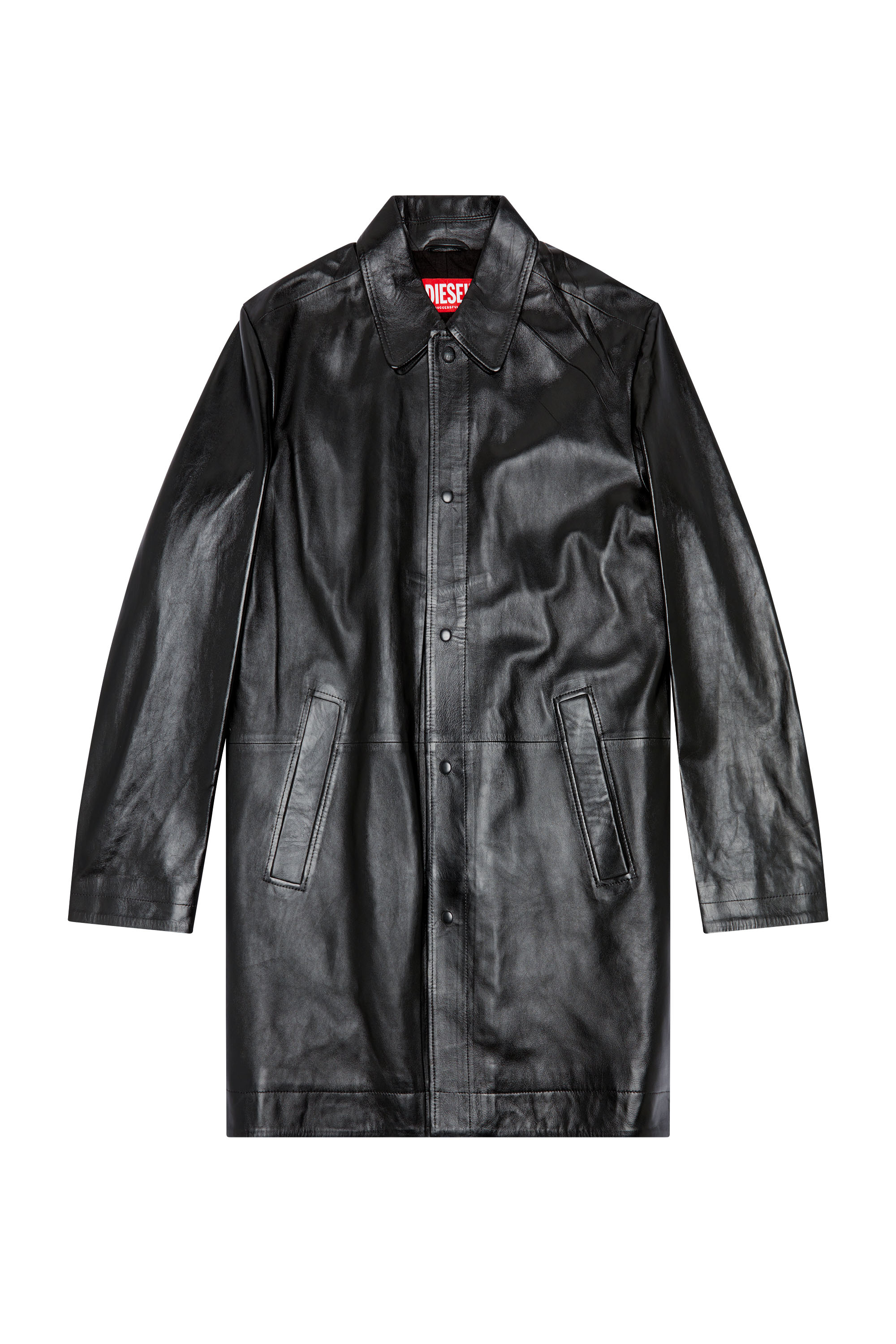 Diesel - L-CORDIER, Man's Coated leather coat in Black - 3