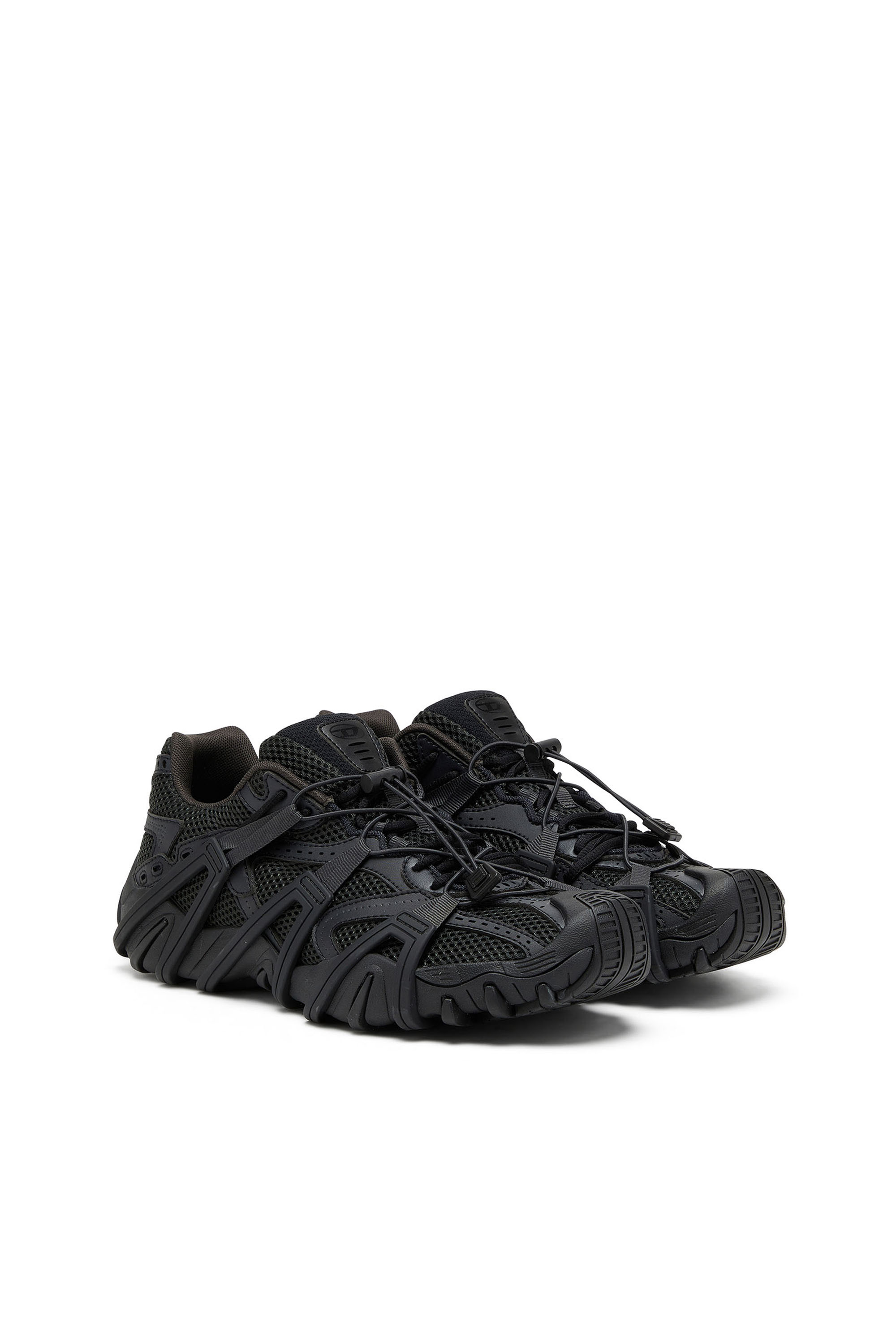 Diesel - S-PROTOTYPE CR LACE X, Man's S-Prototype Cr-Mesh and PU sneakers with double lacing in Black - 2