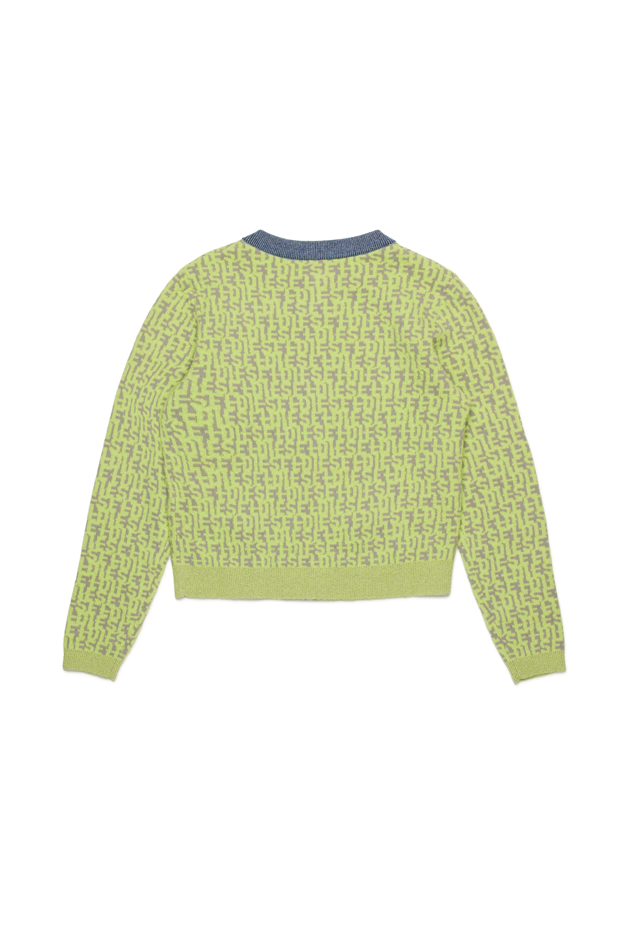 Diesel - KALLORCA, Woman's Monogram-jacquard cardigan in Yellow Fluo - 2