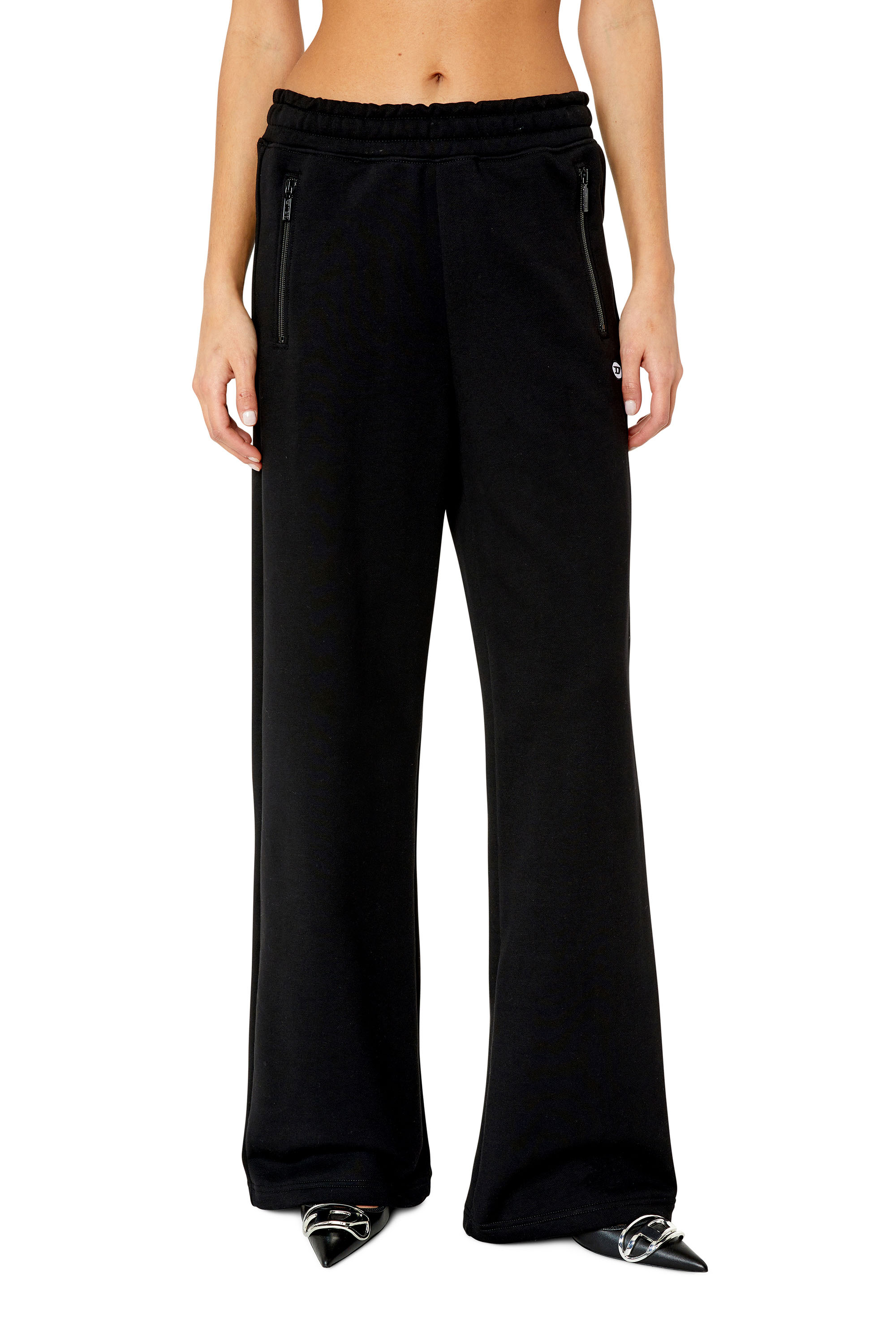 Diesel - P-ZAM-DOVAL-PJ, Woman Track pants with oval 'D' patch in Black - Image 1