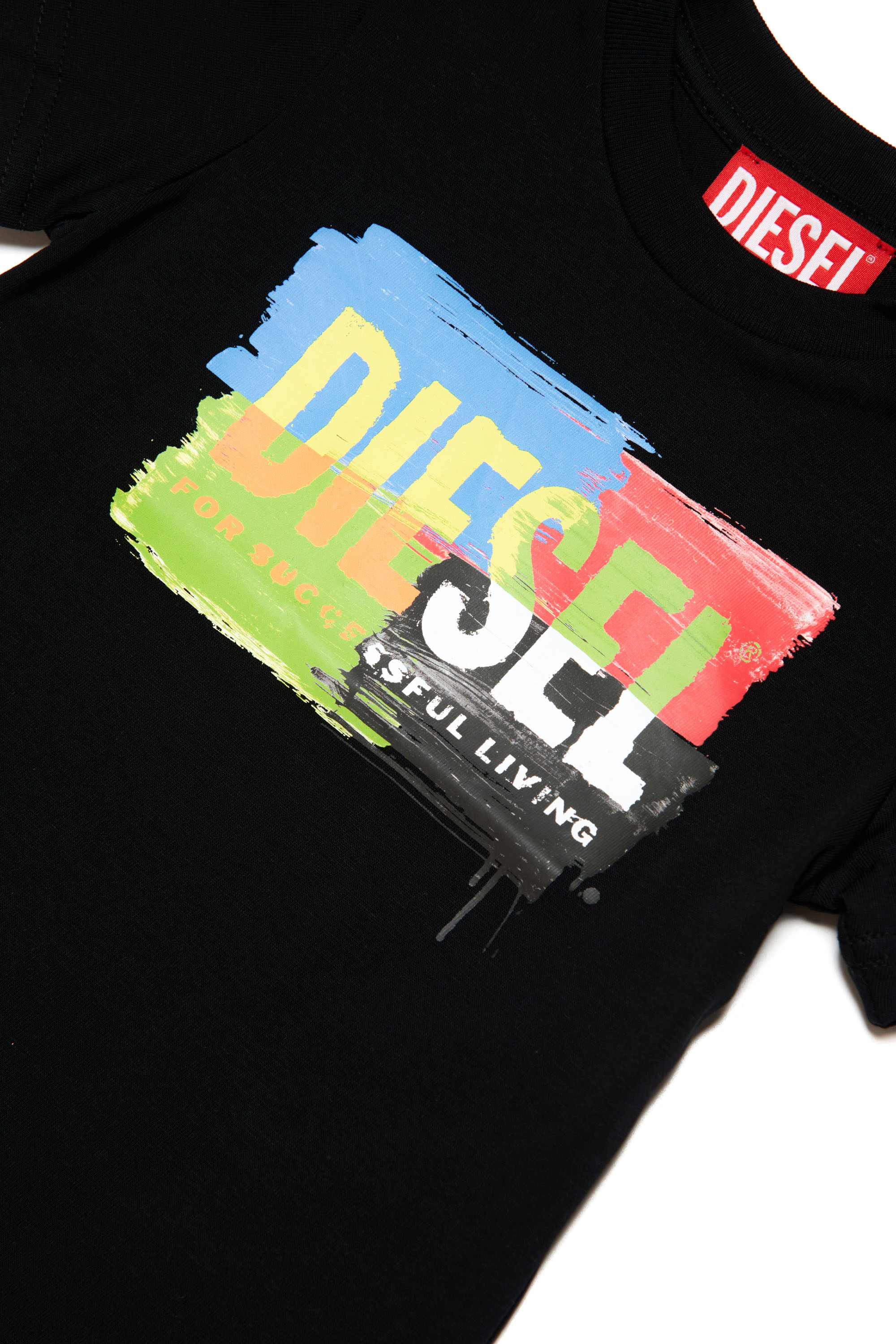 Diesel - TKANDB, Unisex T-shirt con logo effetto dipinto in Nero - Image 3