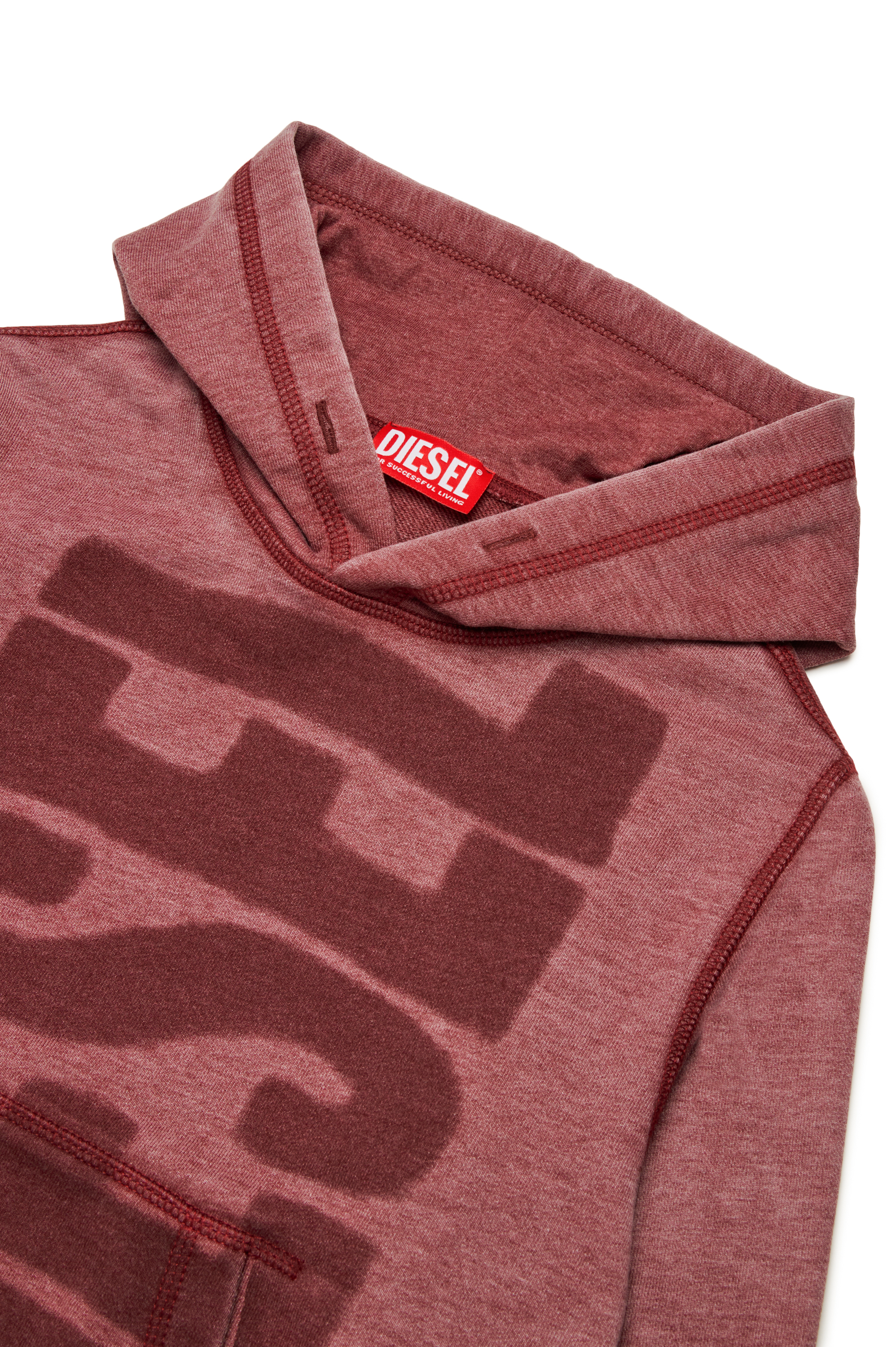 Diesel - SGINNHOODL1 OVER, Felpa burnout con cappuccio e logo Uomo in Rosso - 3