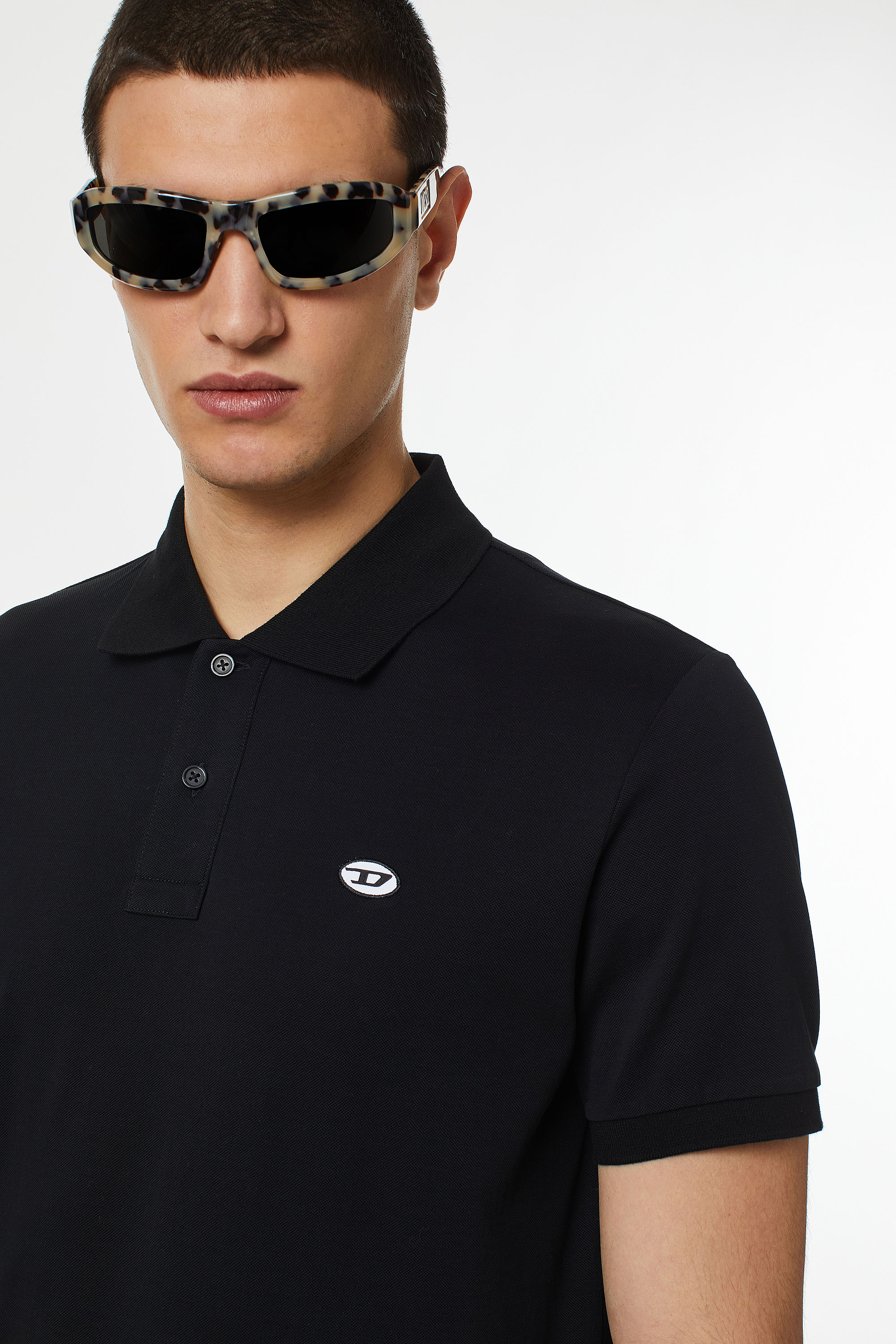 Diesel - T-SMITH-DOVAL-PJ, Uomo Polo con patch oval D in Nero - Image 4