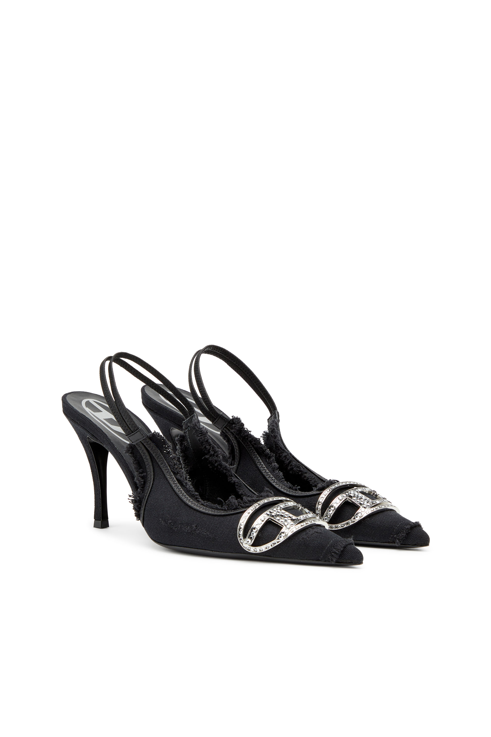 Diesel - D-VENUS SB, Woman's D-Venus-Slingback pumps in distressed canvas in Black - 2