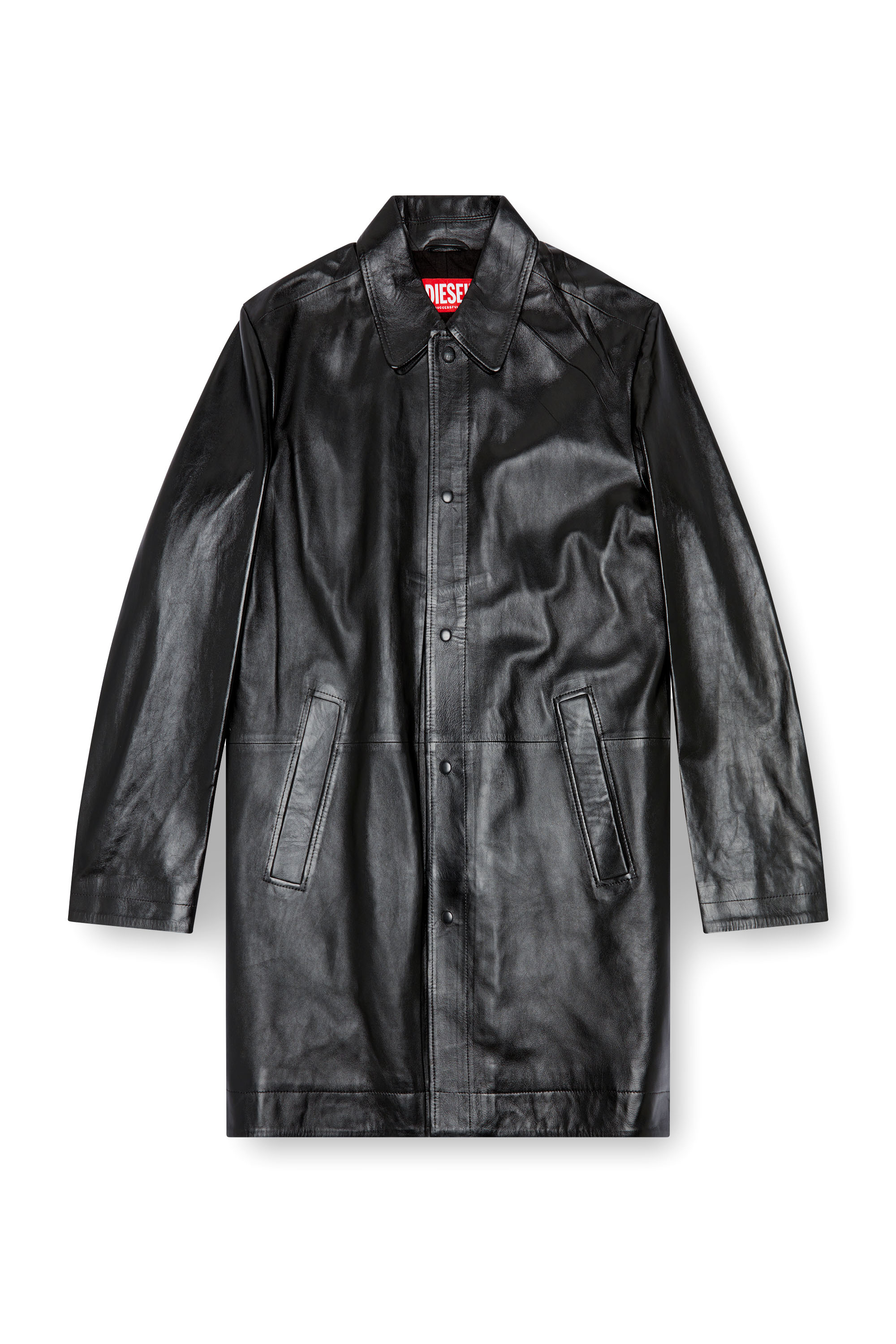 Diesel - L-CORDIER, Man's Coated leather coat in Black - 6