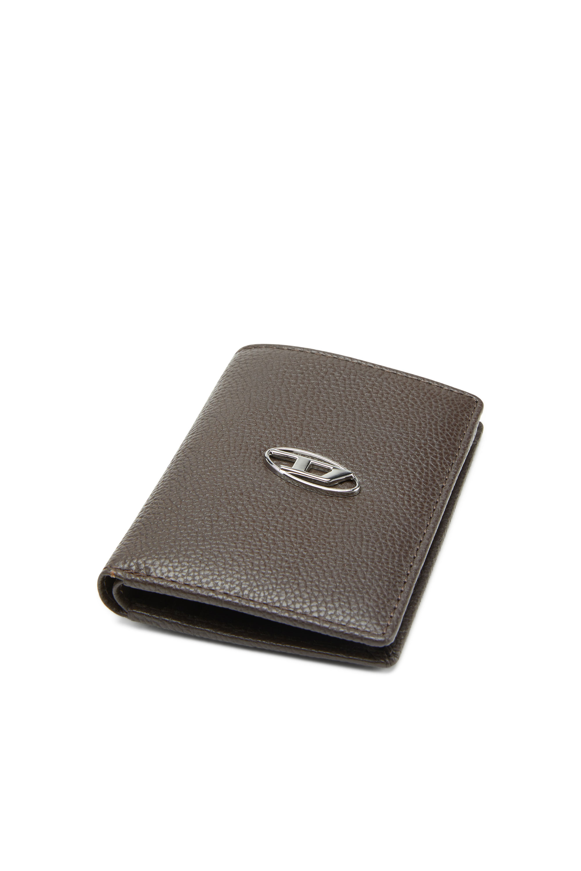Diesel - VERTICAL NEELA, Man Leather bi-fold wallet with logo plaque in Brown - Image 4