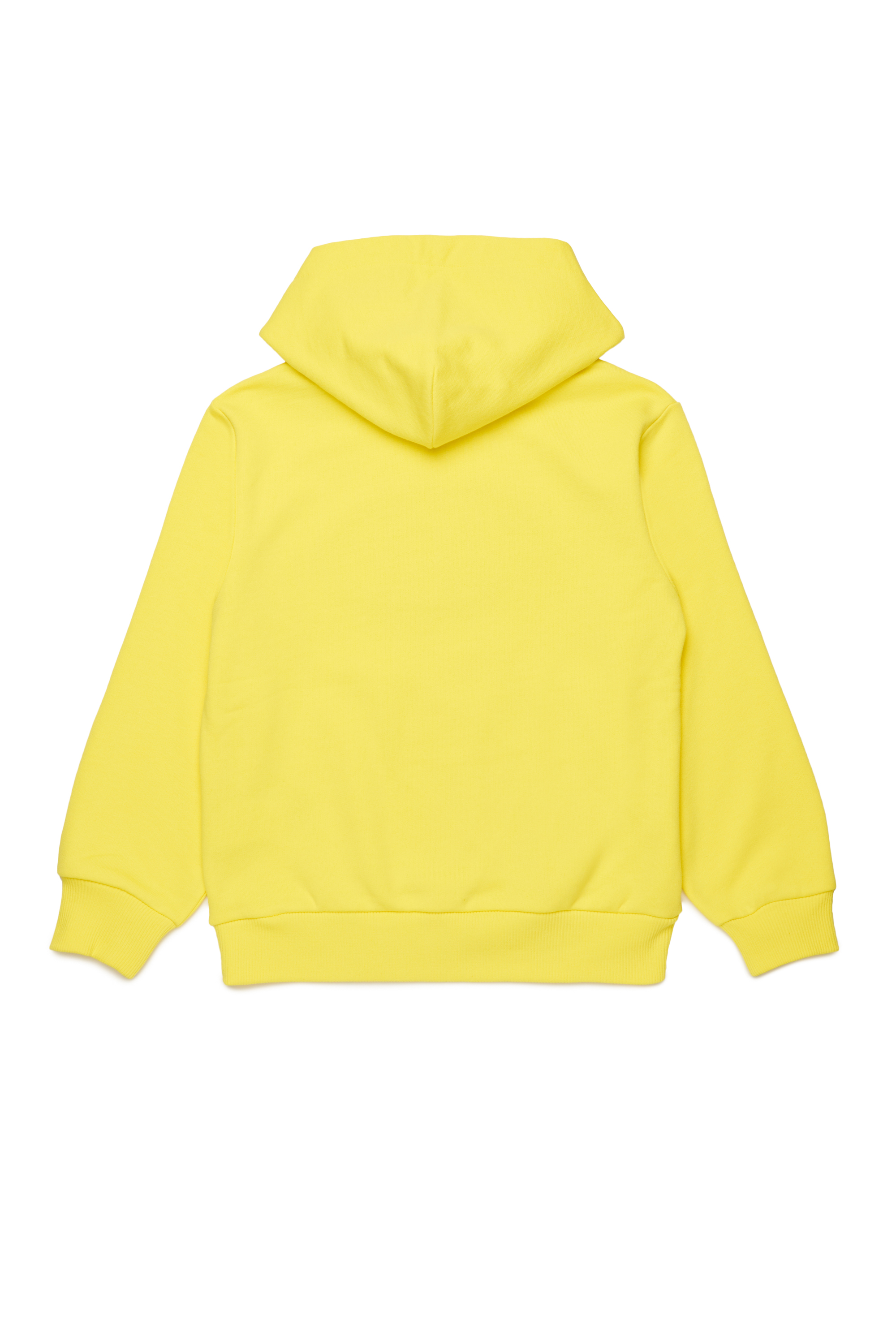 Diesel - SBIGOVALHOOD OVER, Felpa con cappuccio con logo Oval D in rilievo Uomo in Giallo - 2