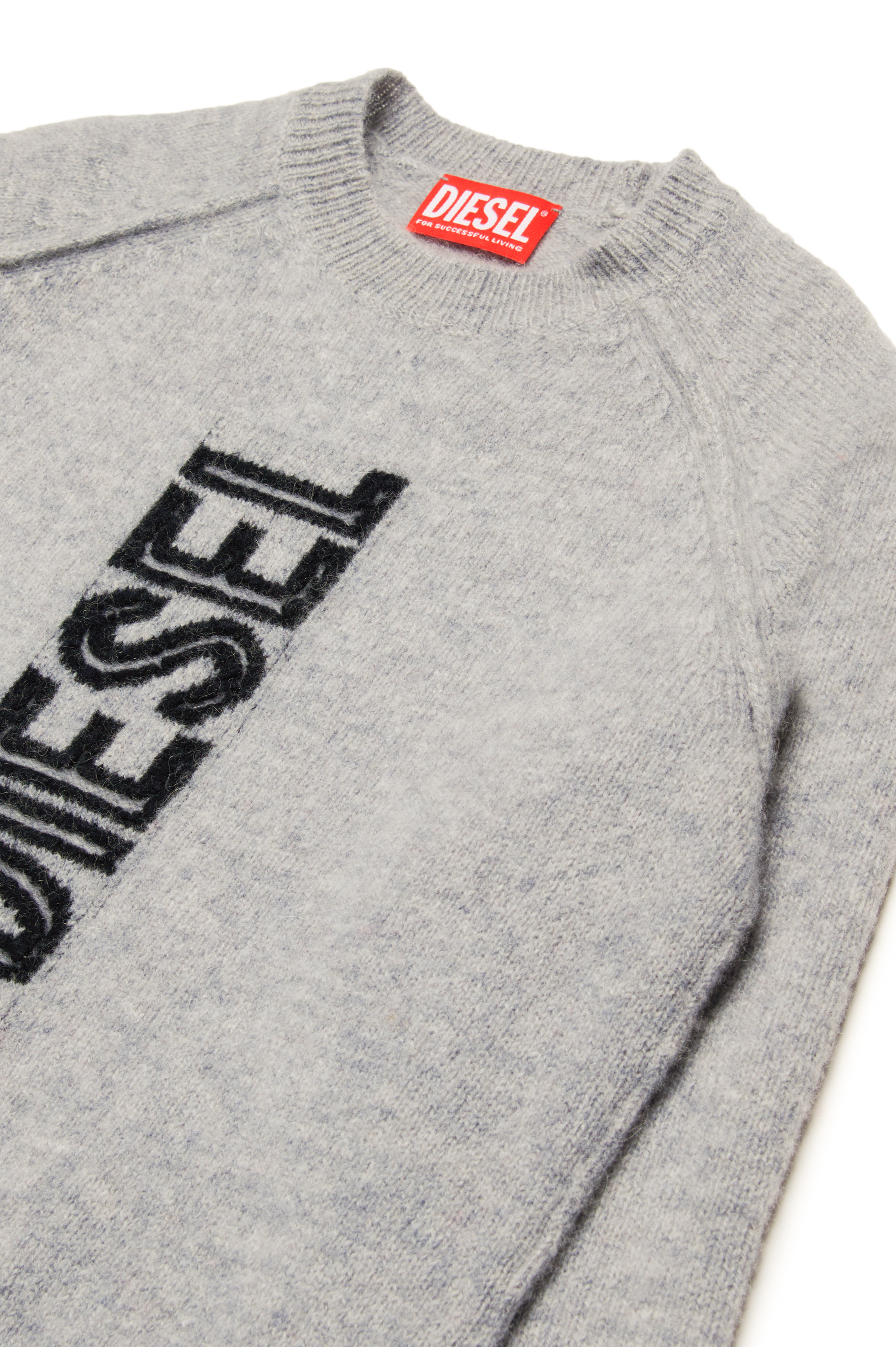 Diesel - KSARIA OVER, Unisex's Wool jumper with logo intarsia in Grey - 3