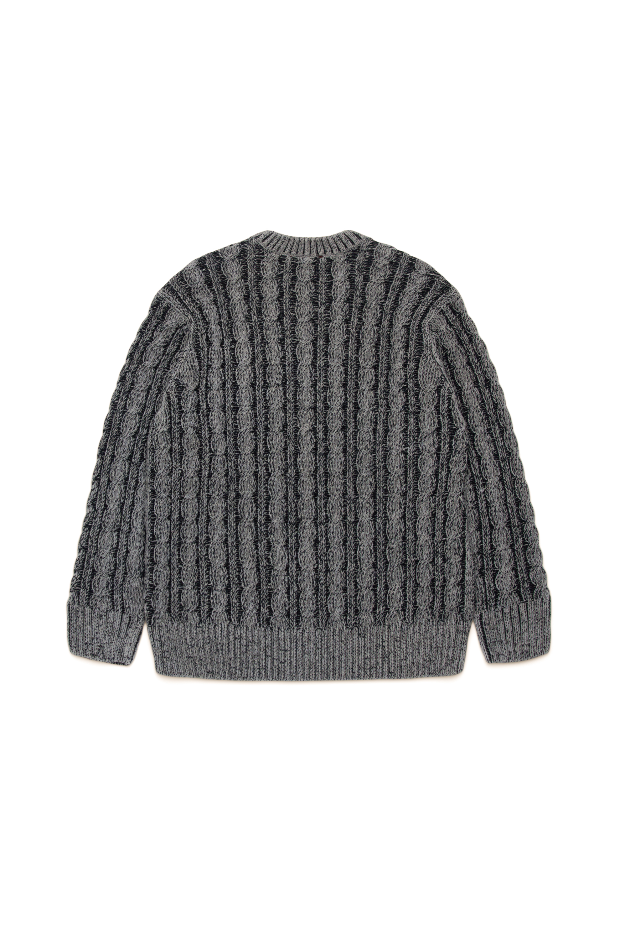 Diesel - KMOXIA OVER, Unisex's Cable-knit jumper in two-tone yarn in Black - 2