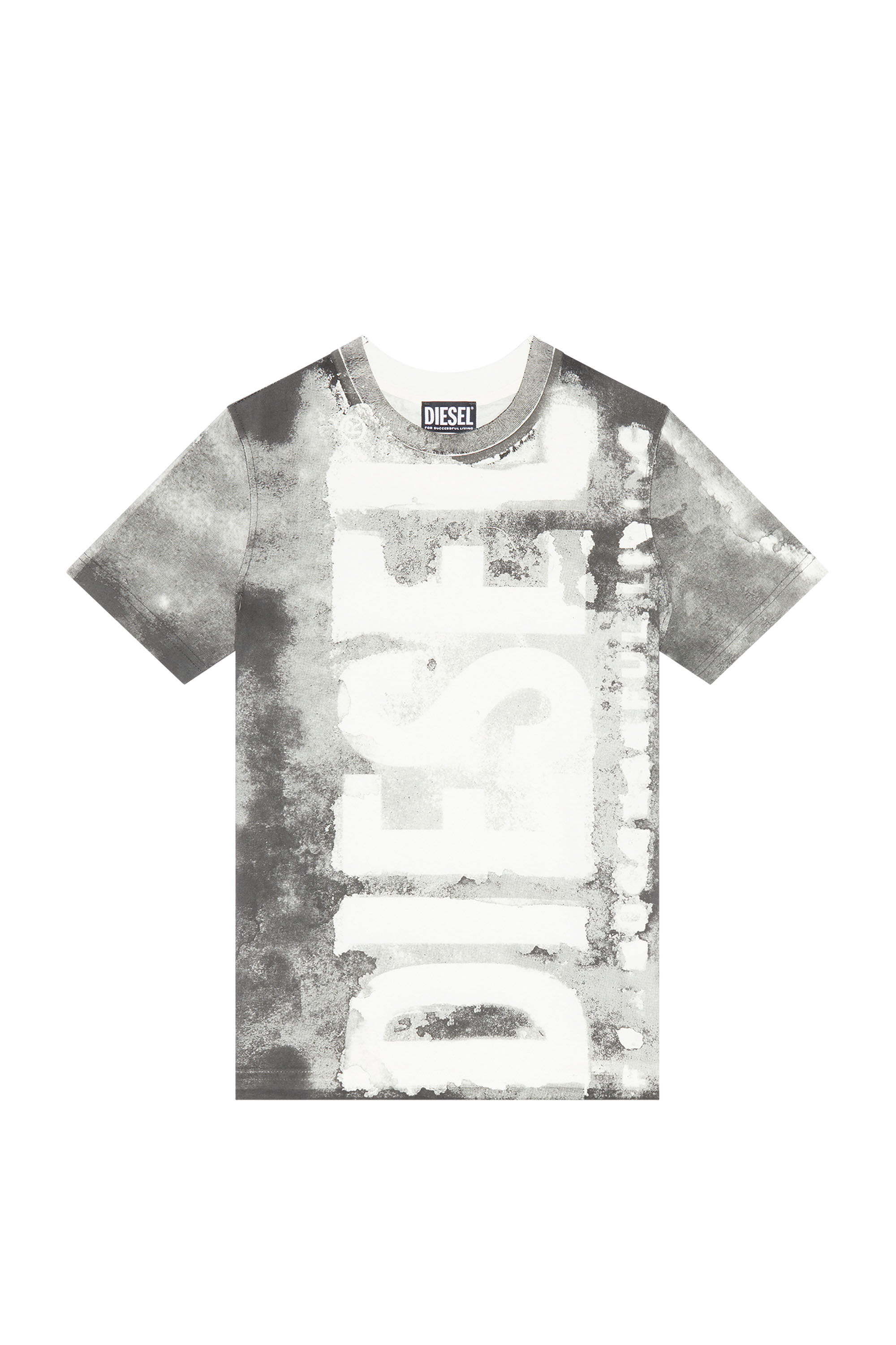 Diesel - T-REG-G1, Donna T-shirt con logo effetto bleed-through in Grigio - Image 2