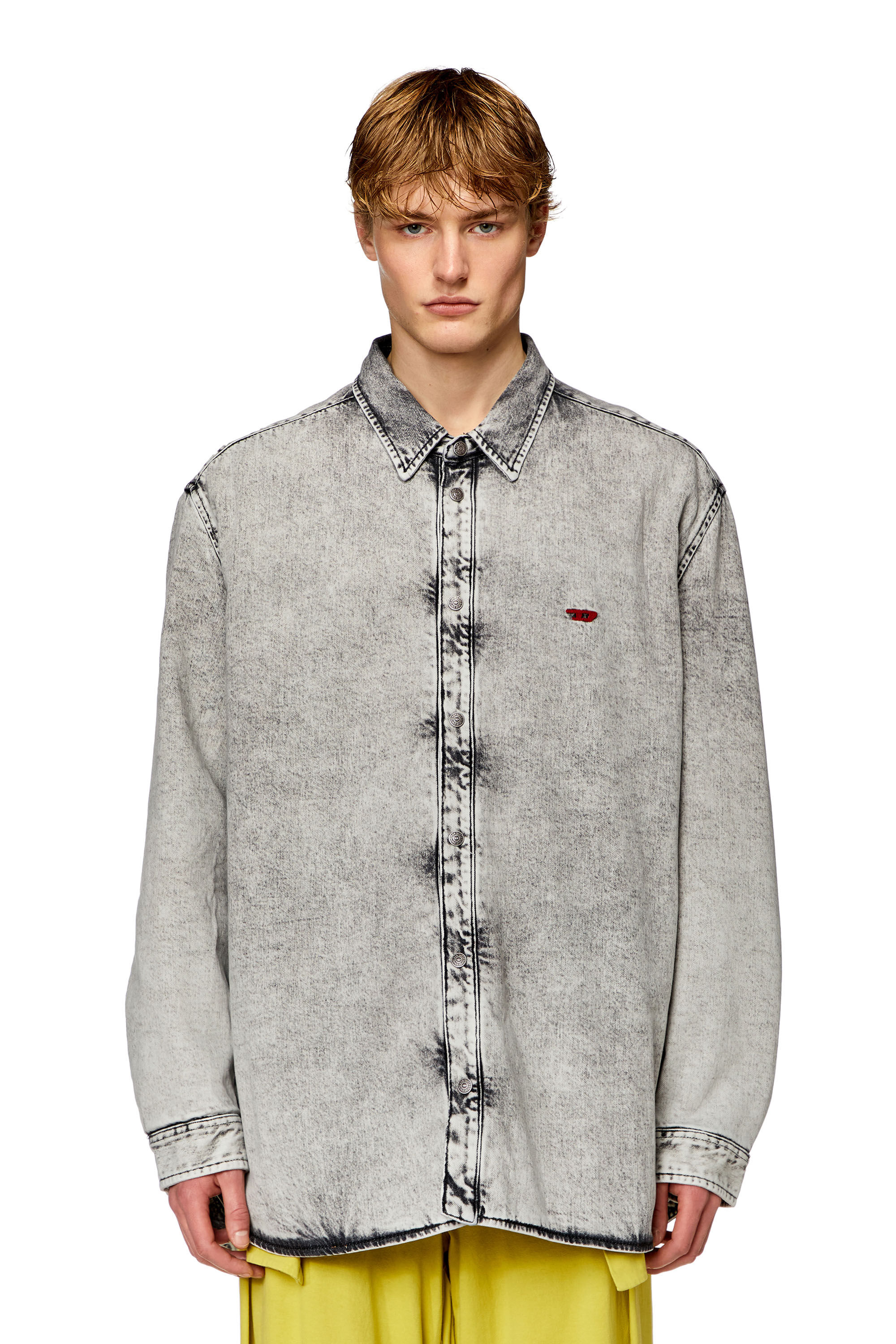 Diesel - D-FLAIM-S, Man Padded overshirt in tailored denim in Grey - Image 6