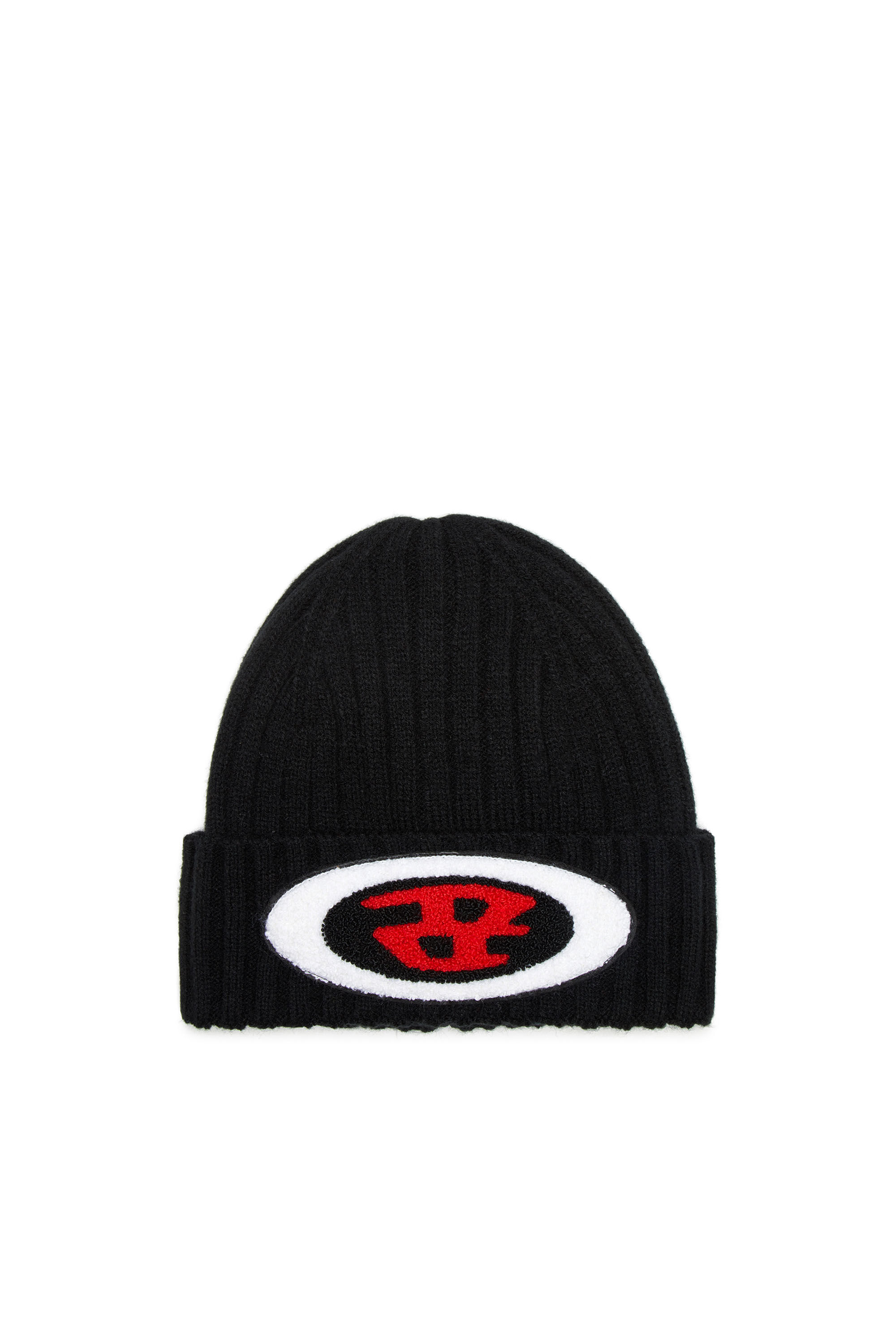 Diesel - K-DIEGO-C, Unisex Beanie a coste con patch logo in Nero - Image 1