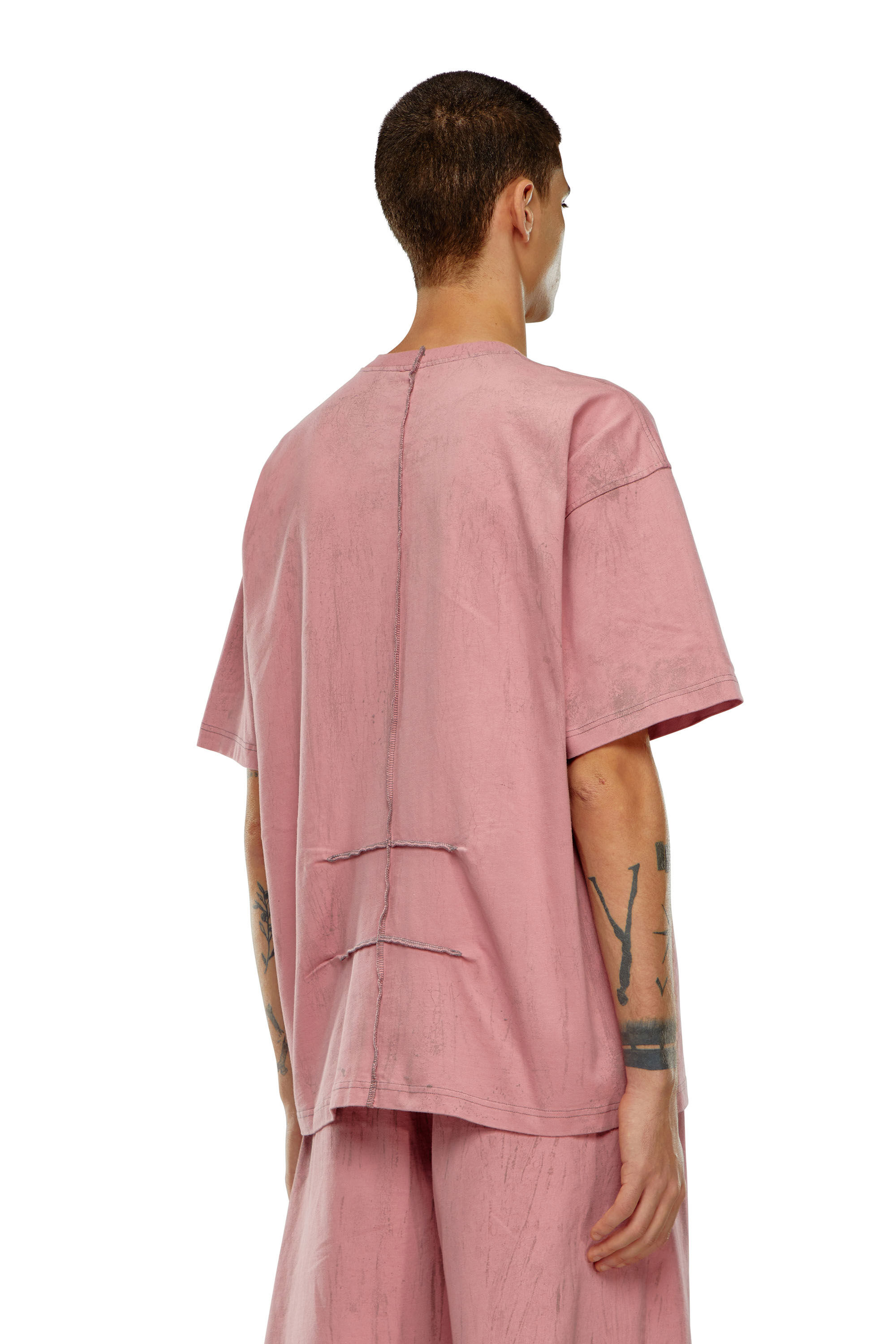 Diesel - T-COS, Uomo T-shirt in jersey effetto gesso in Rosa - Image 4