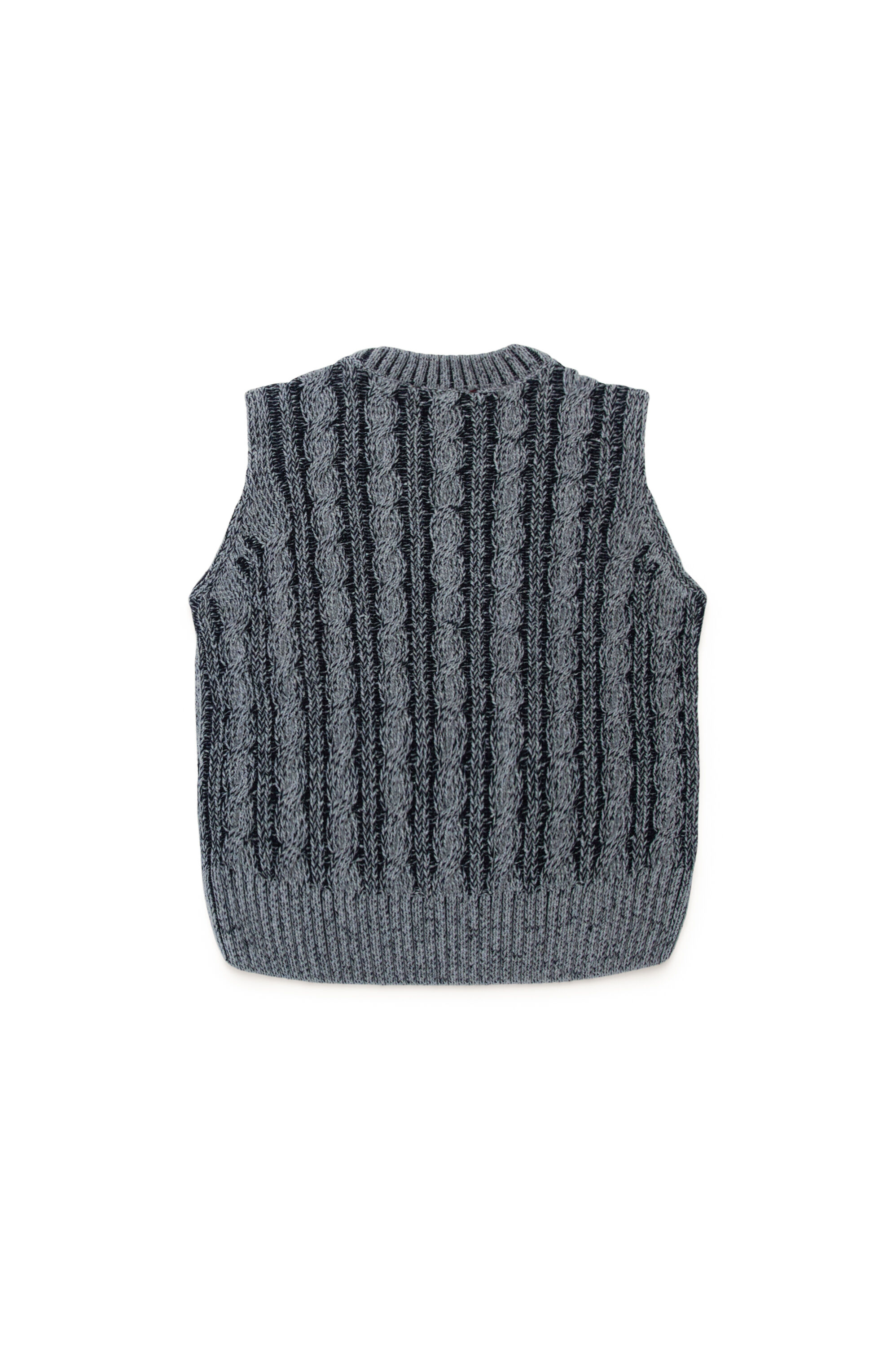 Diesel - KMPANAS, Woman's Cable-knit vest in two-tone yarn in Black - 2