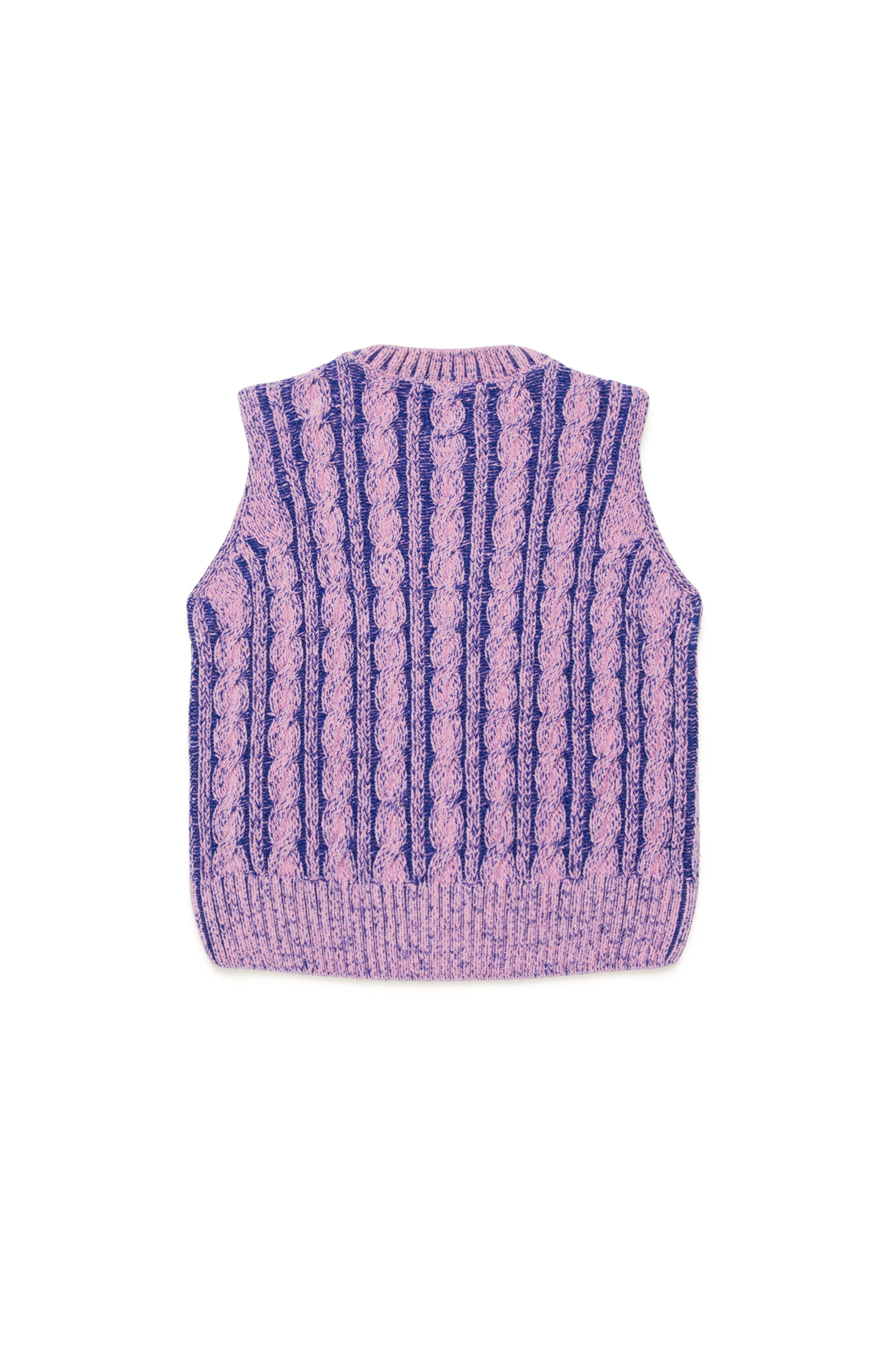 Diesel - KMPANAS, Woman's Cable-knit vest in two-tone yarn in Lilac - 2