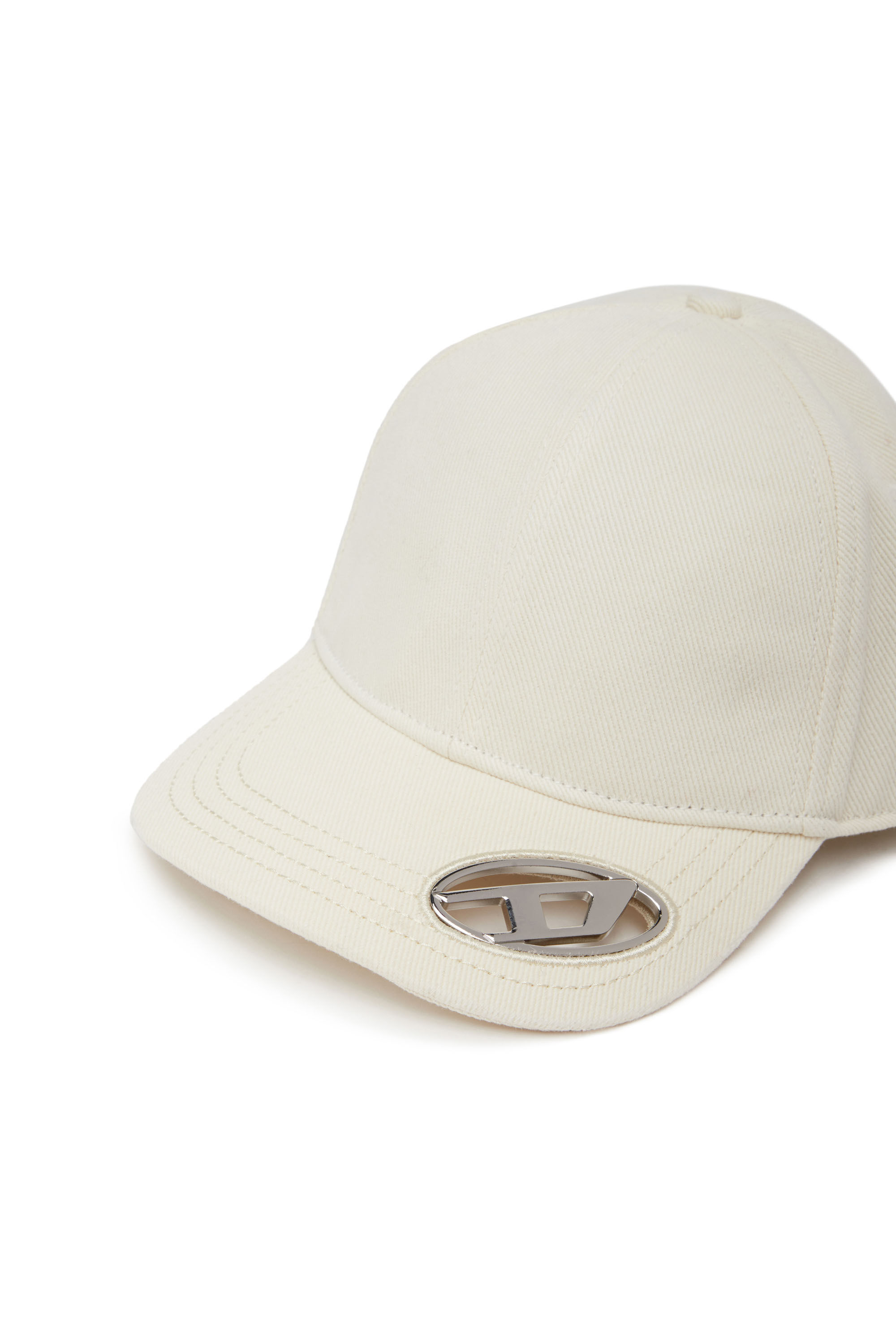 Diesel - C-PLAK, Man's Baseball cap with oval D plaque in White - 3