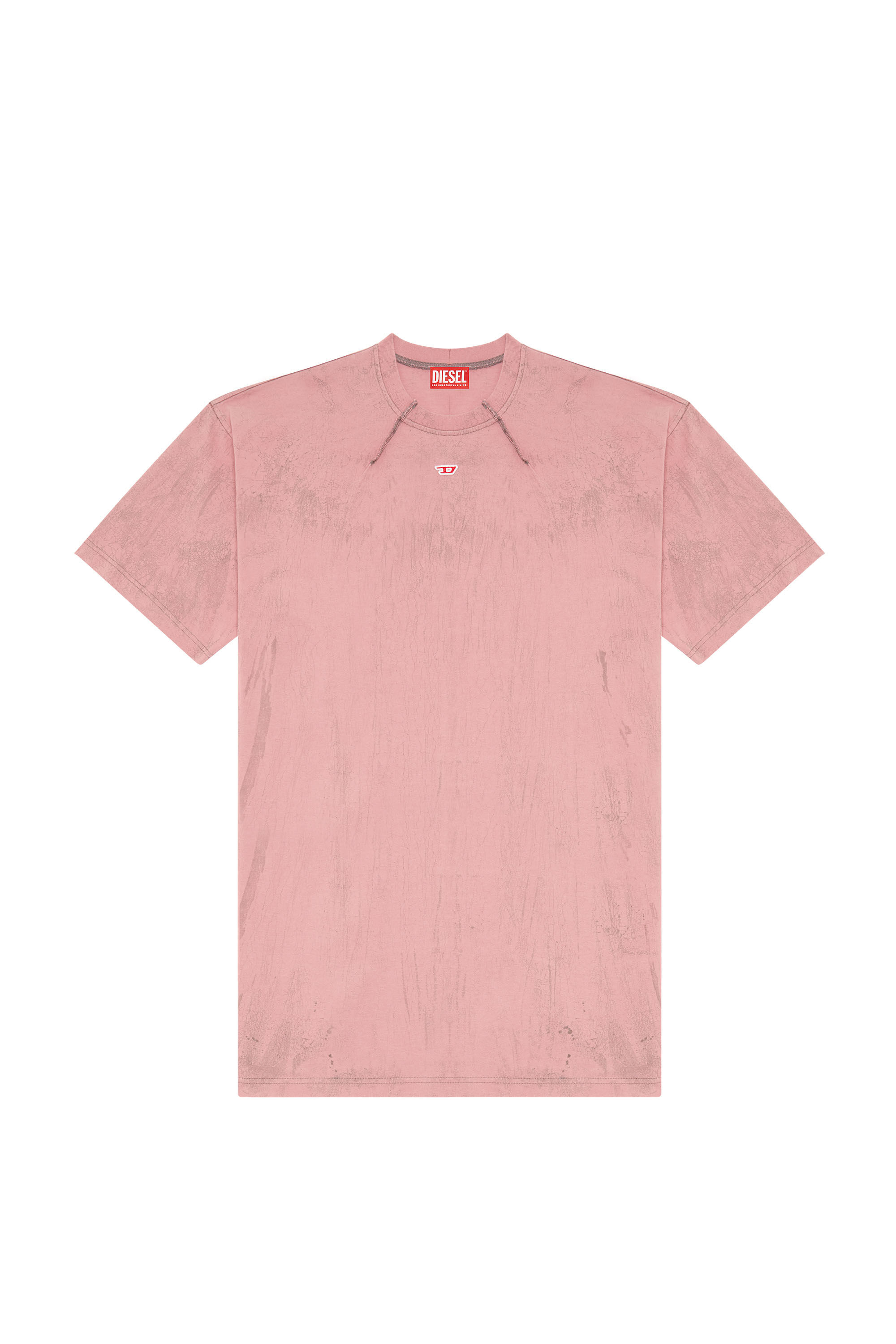Diesel - T-COS, Uomo T-shirt in jersey effetto gesso in Rosa - Image 2