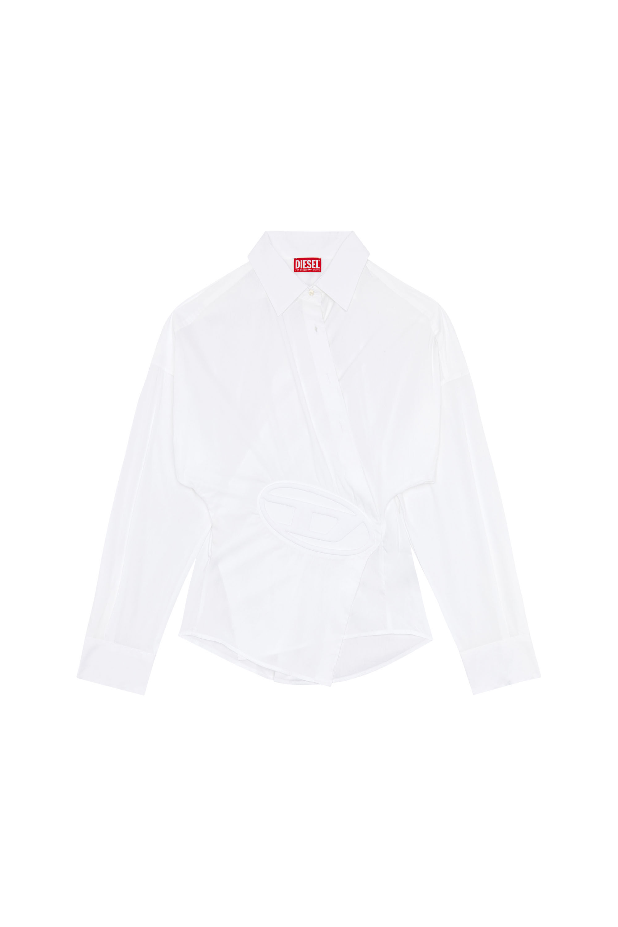 Diesel - C-SIZ-N1, Woman Wrap shirt with embossed logo in White - Image 2