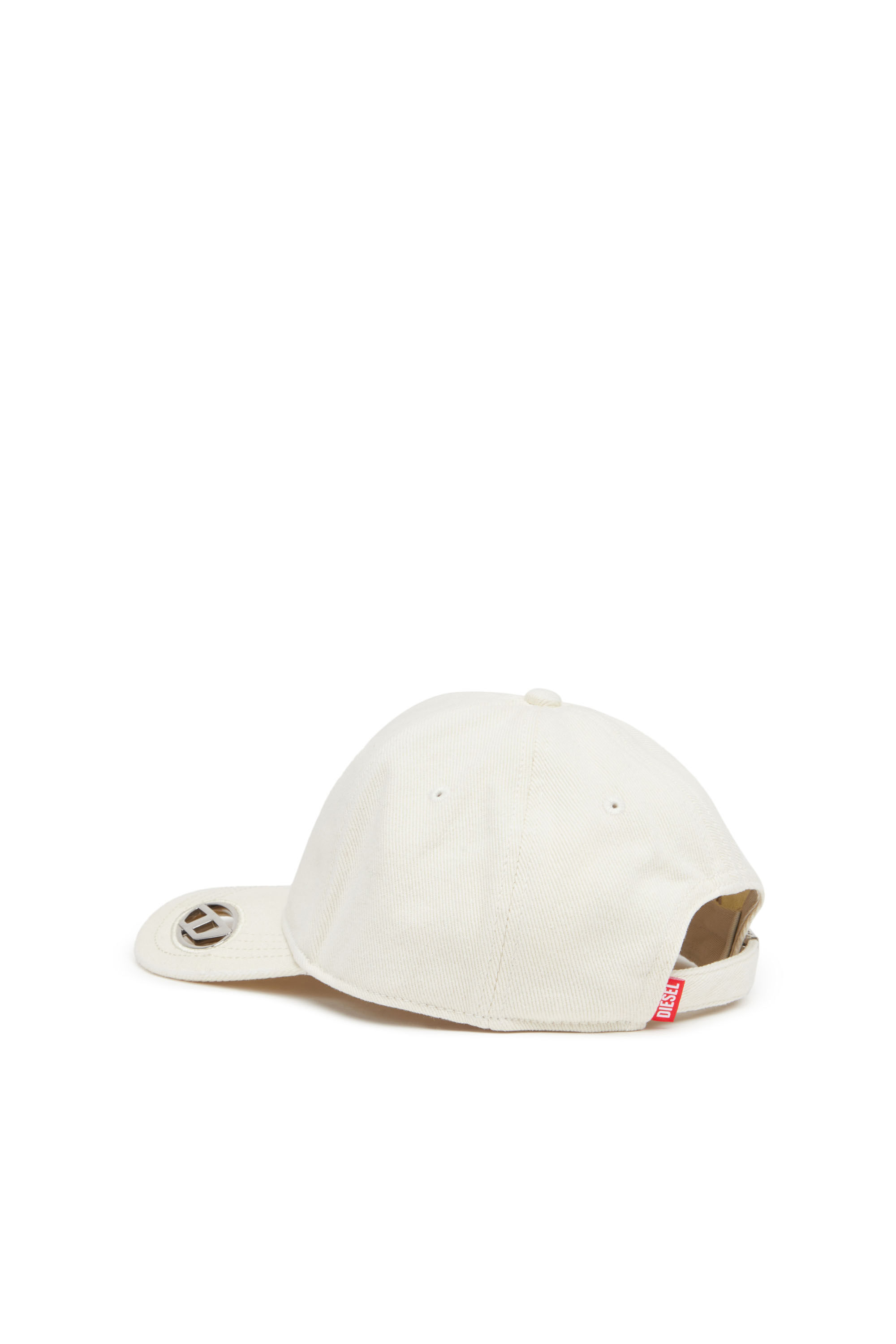 Diesel - C-PLAK, Man's Baseball cap with oval D plaque in White - 2