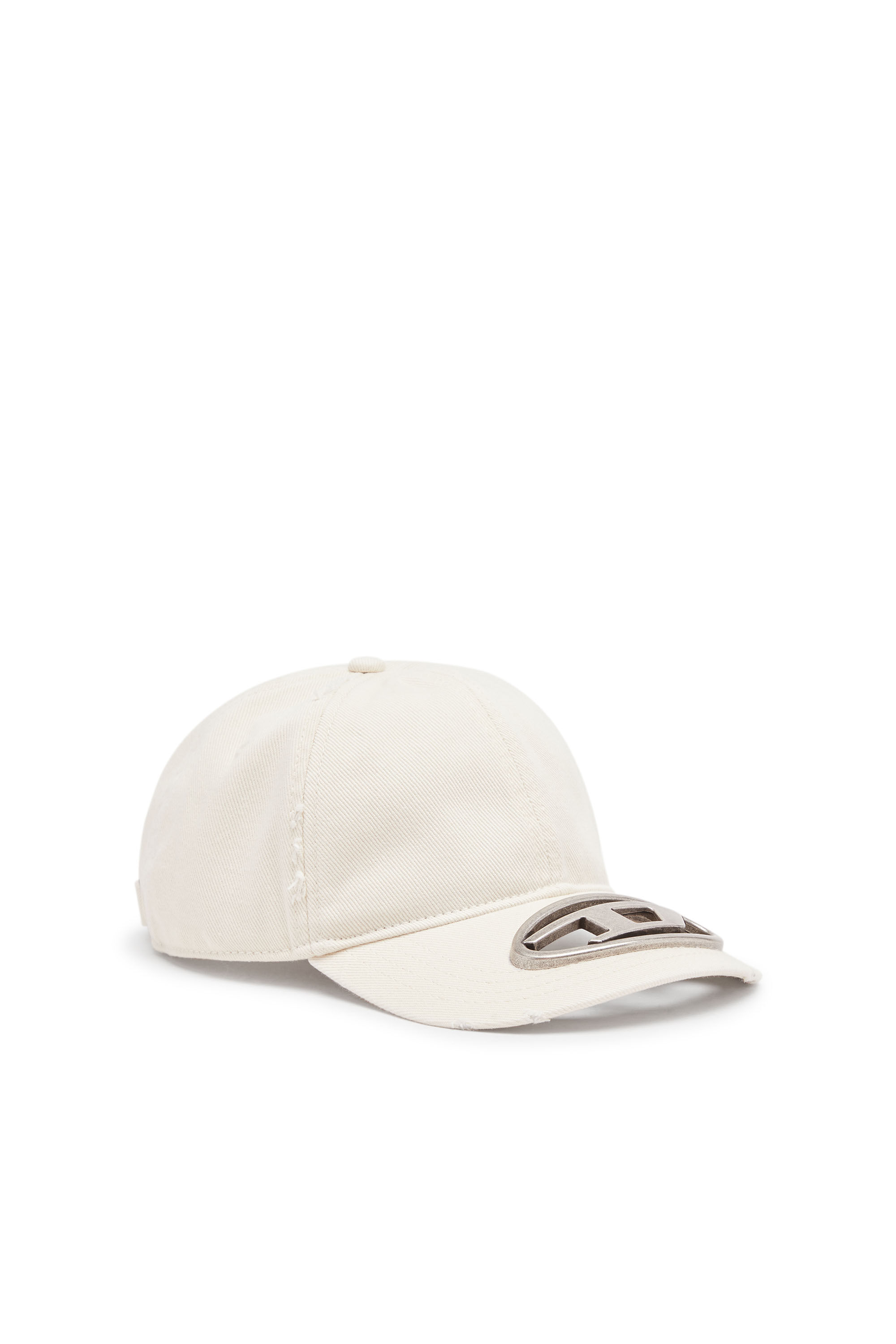 Diesel - C-BEAST-A1, Man's Baseball cap with metal Oval D plaque in White - 1