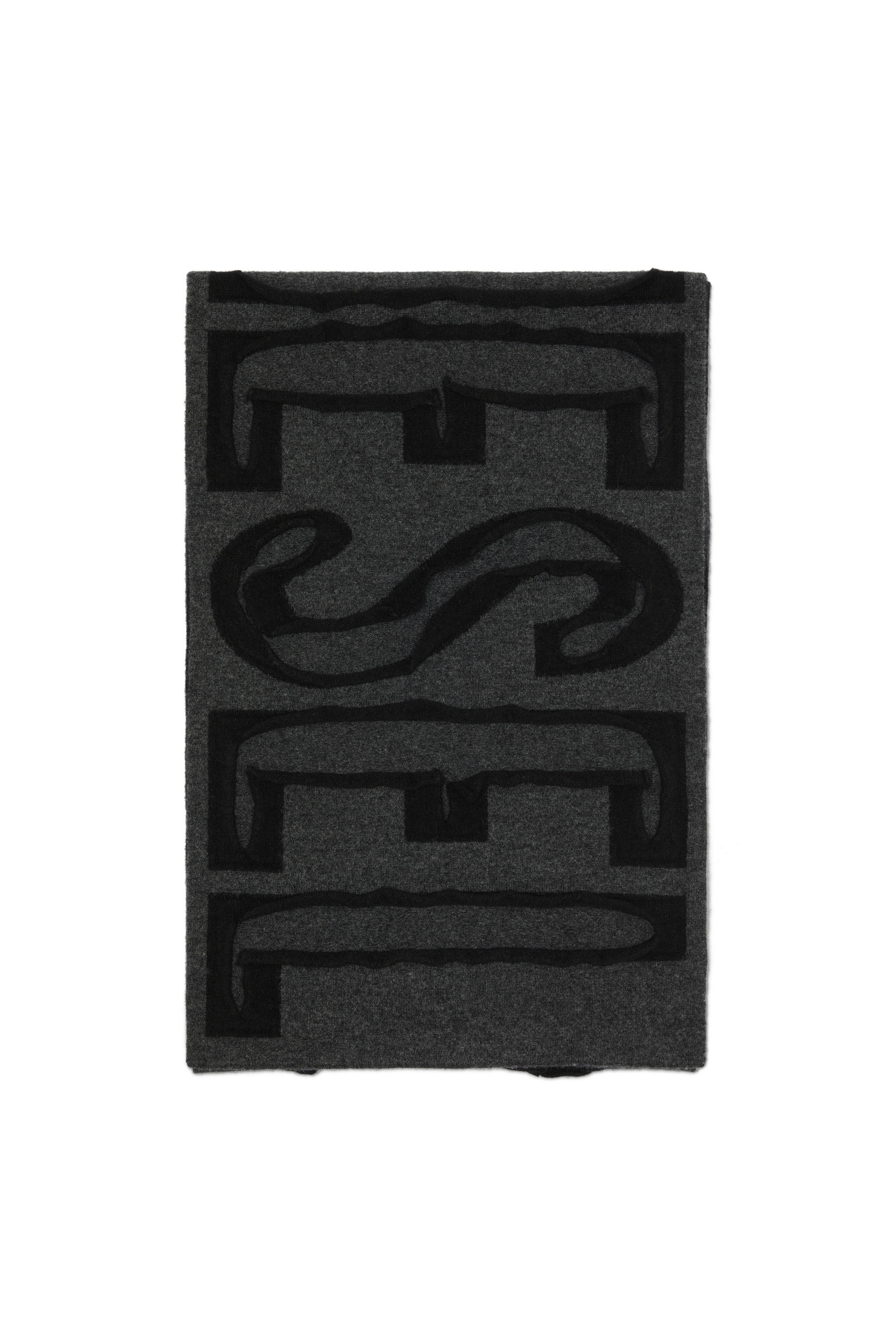 Diesel - K-REST, Unisex's Wool scarf with all-over peel-off logo in Dark grey - 1