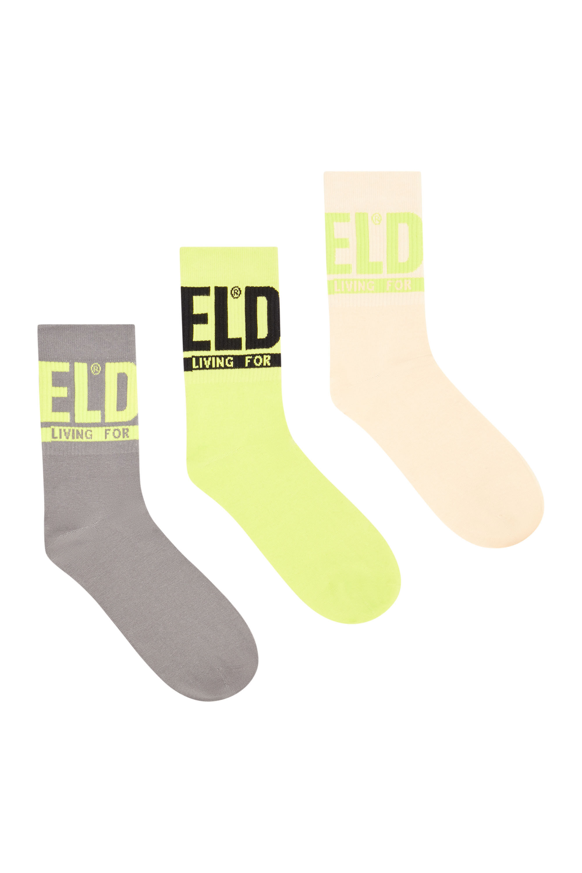 Diesel - SKM-RAY-THREEPACK, Man 3-pack of logo cuff socks in Multicolor - Image 1