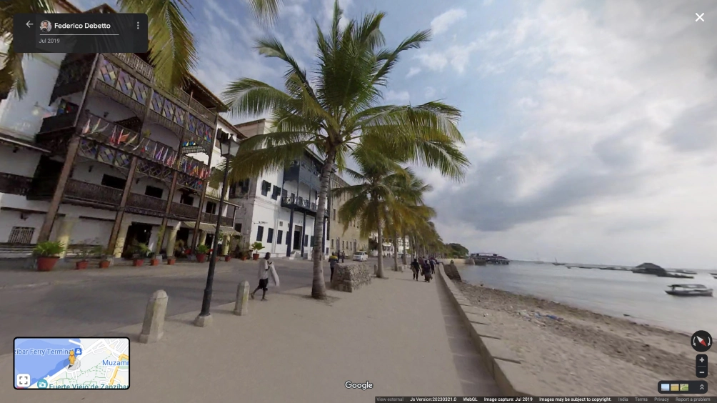 Google Street View: immagine di Federico Debetto che mappa Zanzibar