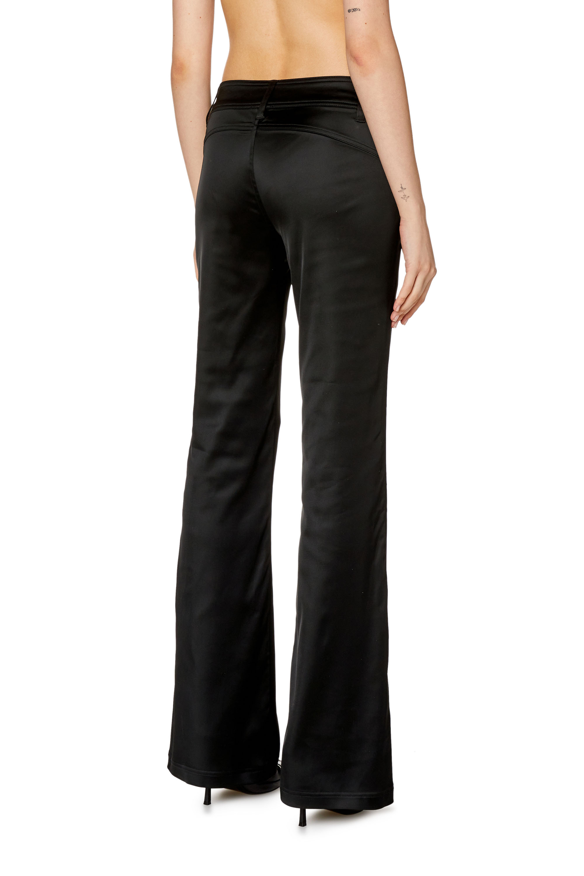 Diesel - P-STELL, Woman Flared pants in shiny stretch satin in Black - Image 4