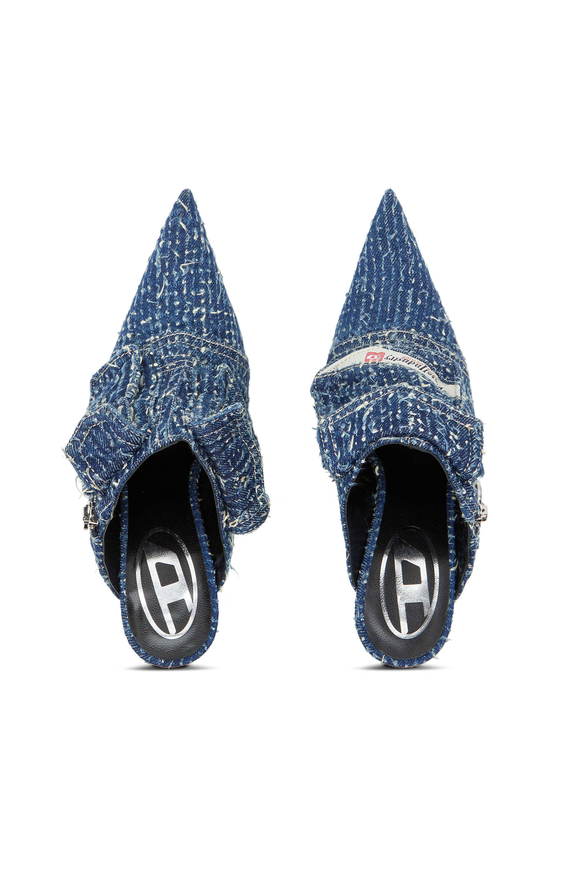 Diesel - D-VENUS POCKET ML, Woman D-Venus-Heeled mules in bouclé denim in Blue - Image 4