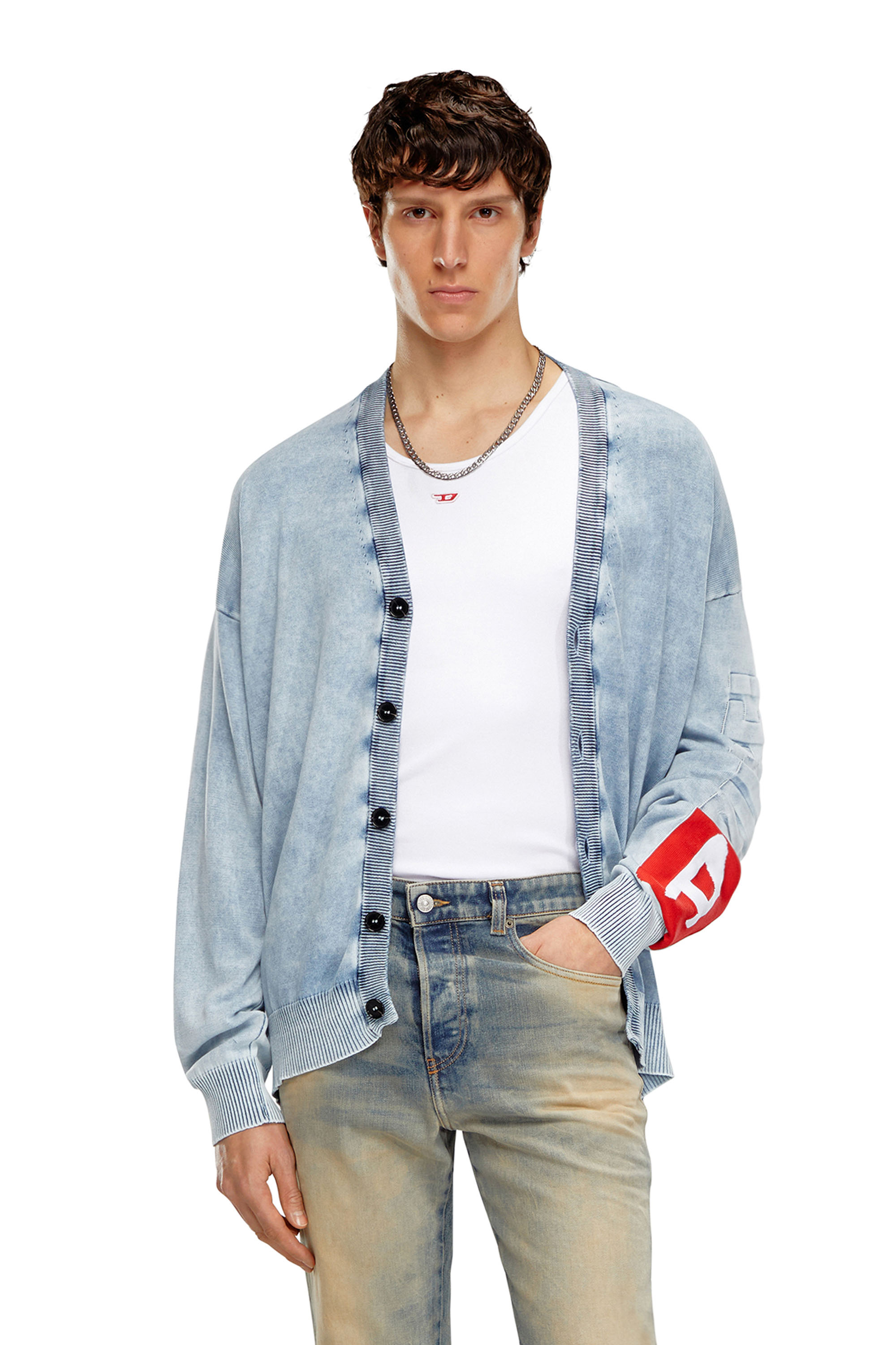 Diesel - K-ZENO, Man Cardigan in indigo cotton in Blue - Image 1