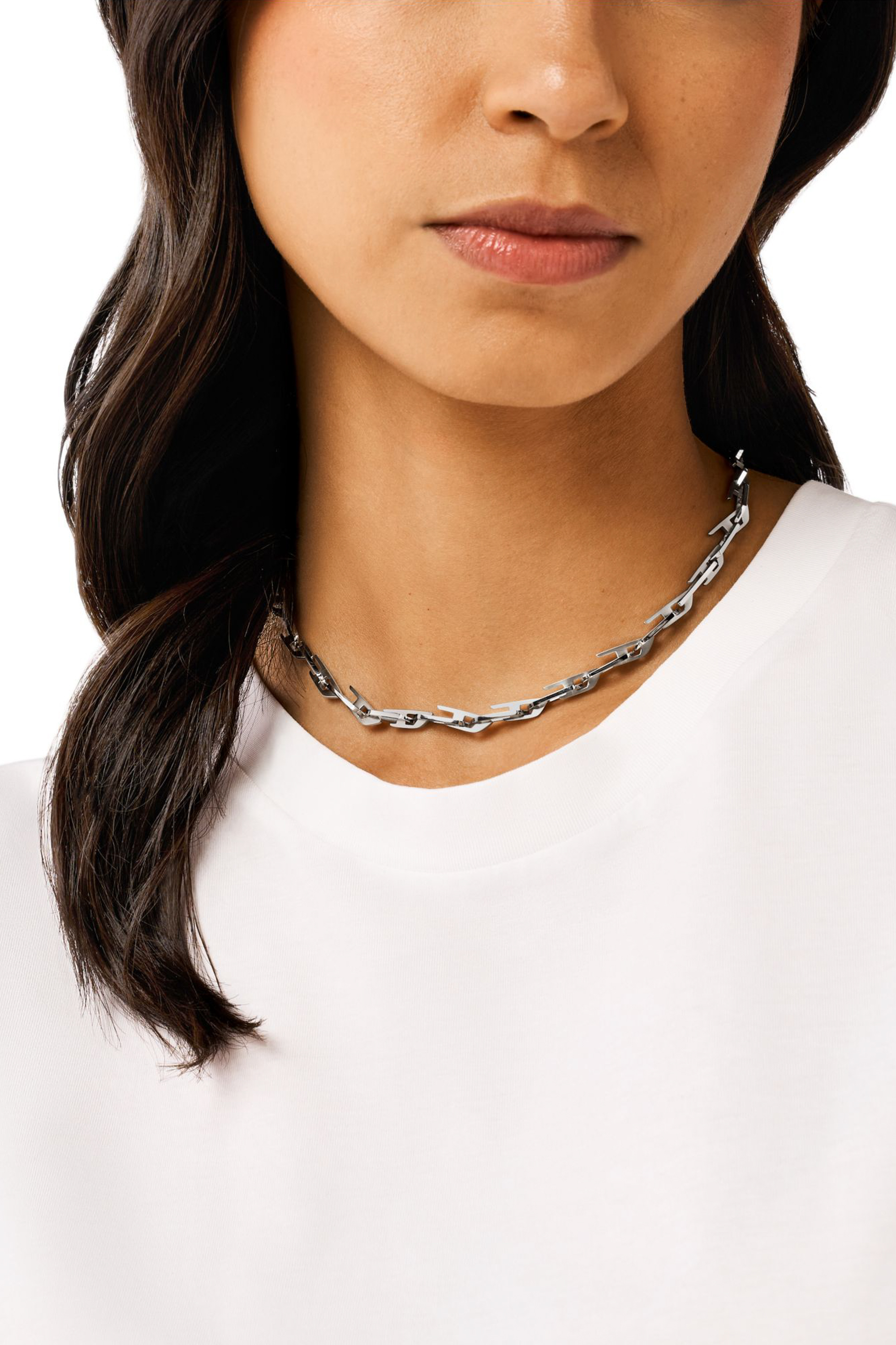 Diesel - DX1537040, Unisex's Interlocking D Logo Stainless Steel Chain Necklace in Silver - 4